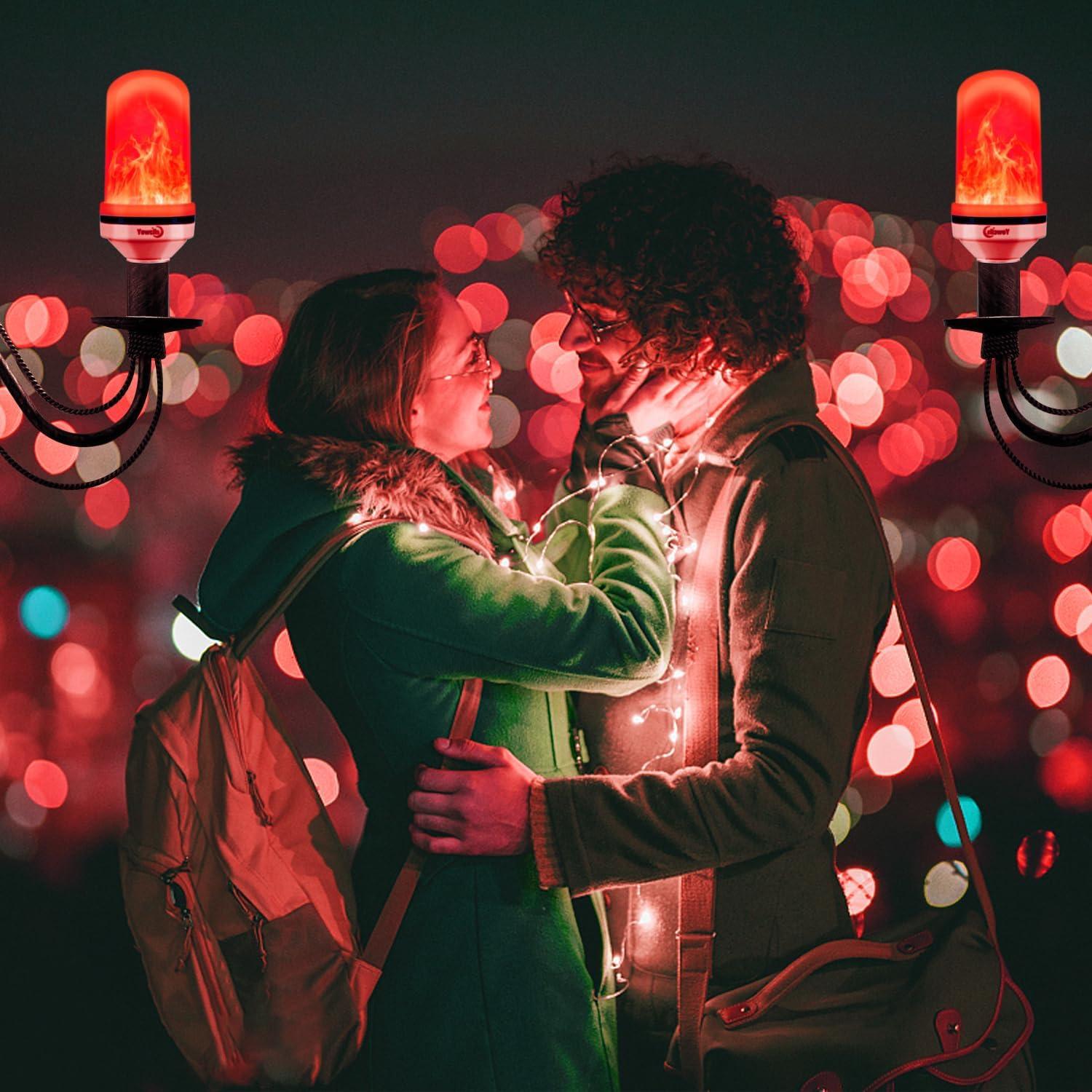 Bombilla LED E26 Yewclls con Efecto Llama - 4 Modos - Rojo 2 Pz