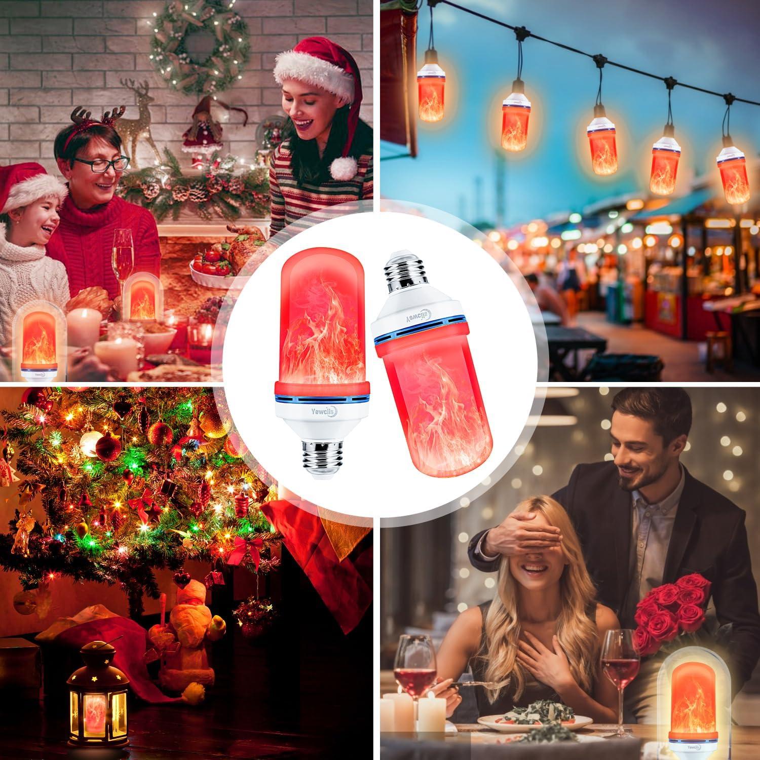 Bombilla LED E26 Yewclls con Efecto Llama - 4 Modos - Rojo 2 Pz