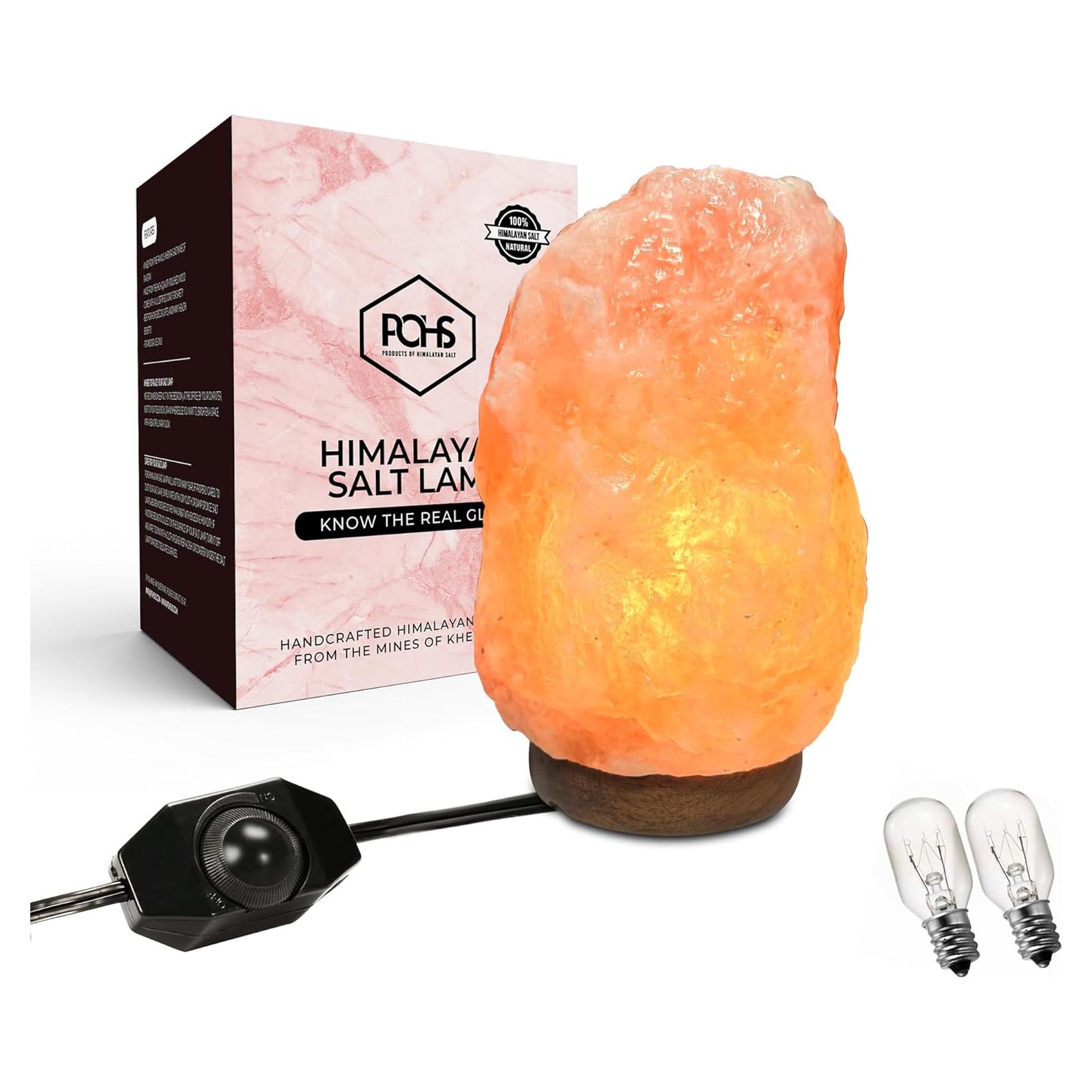 Lámpara de Sal del Himalaya POHS 20-25 cm Regulable con Madera