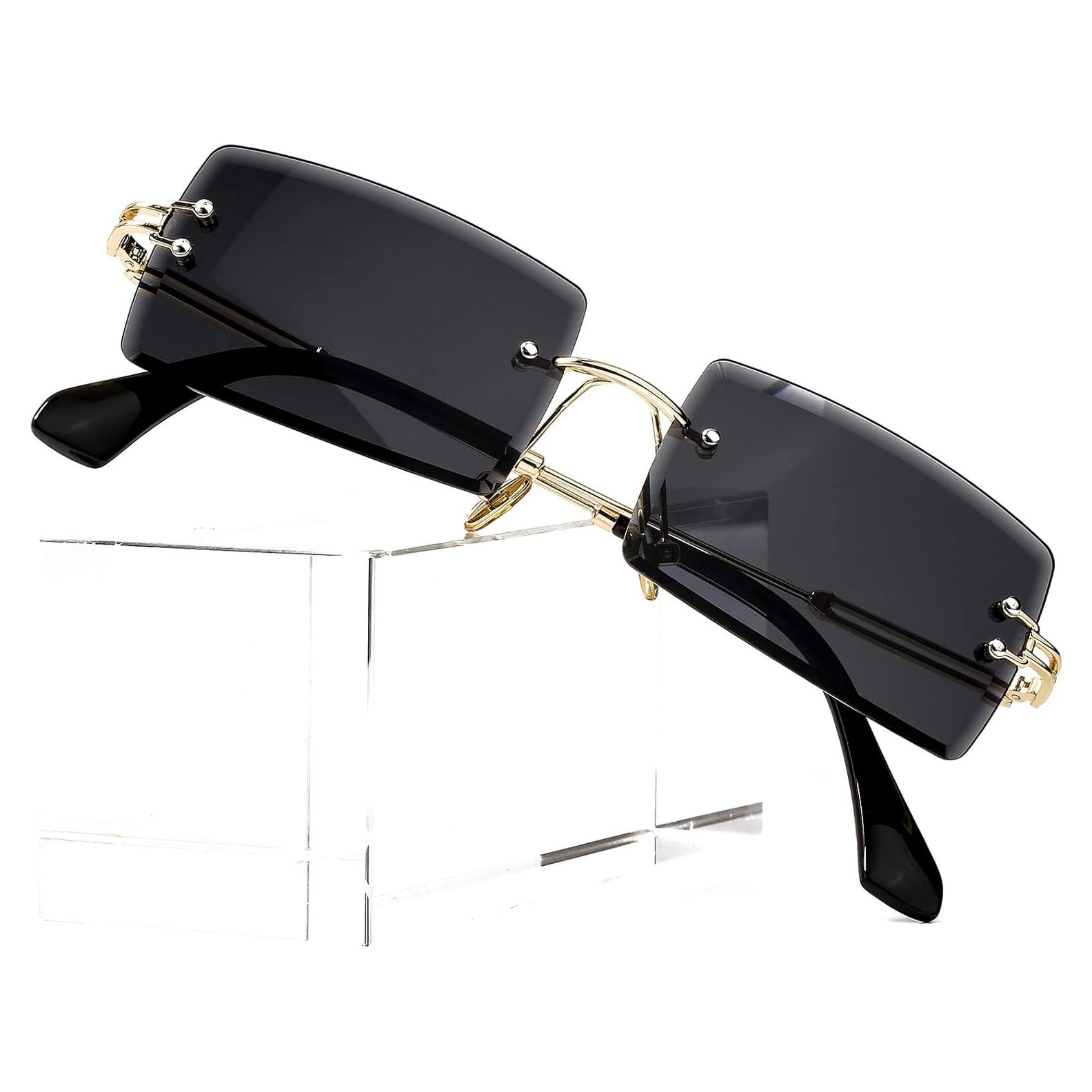 Gafas de sol rectangulares Poraday sin montura UV400 caramelo