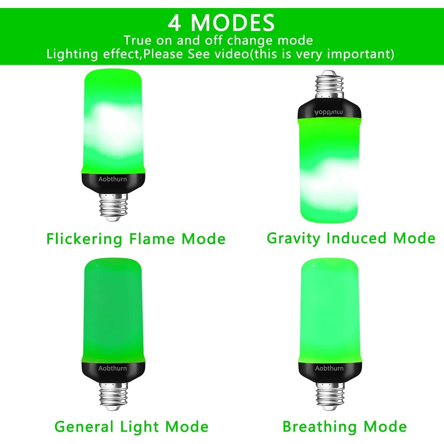 Bombilla LED E26 Efecto Llama Verde 3W 400 Lúmenes 2 Pzs