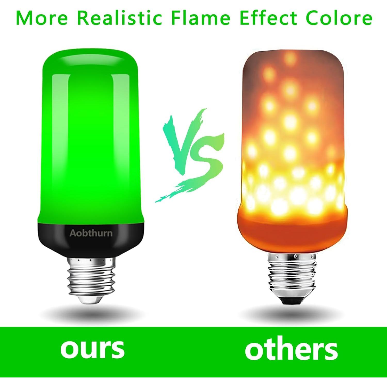 Bombilla LED E26 Efecto Llama Verde 3W 400 Lúmenes 2 Pzs