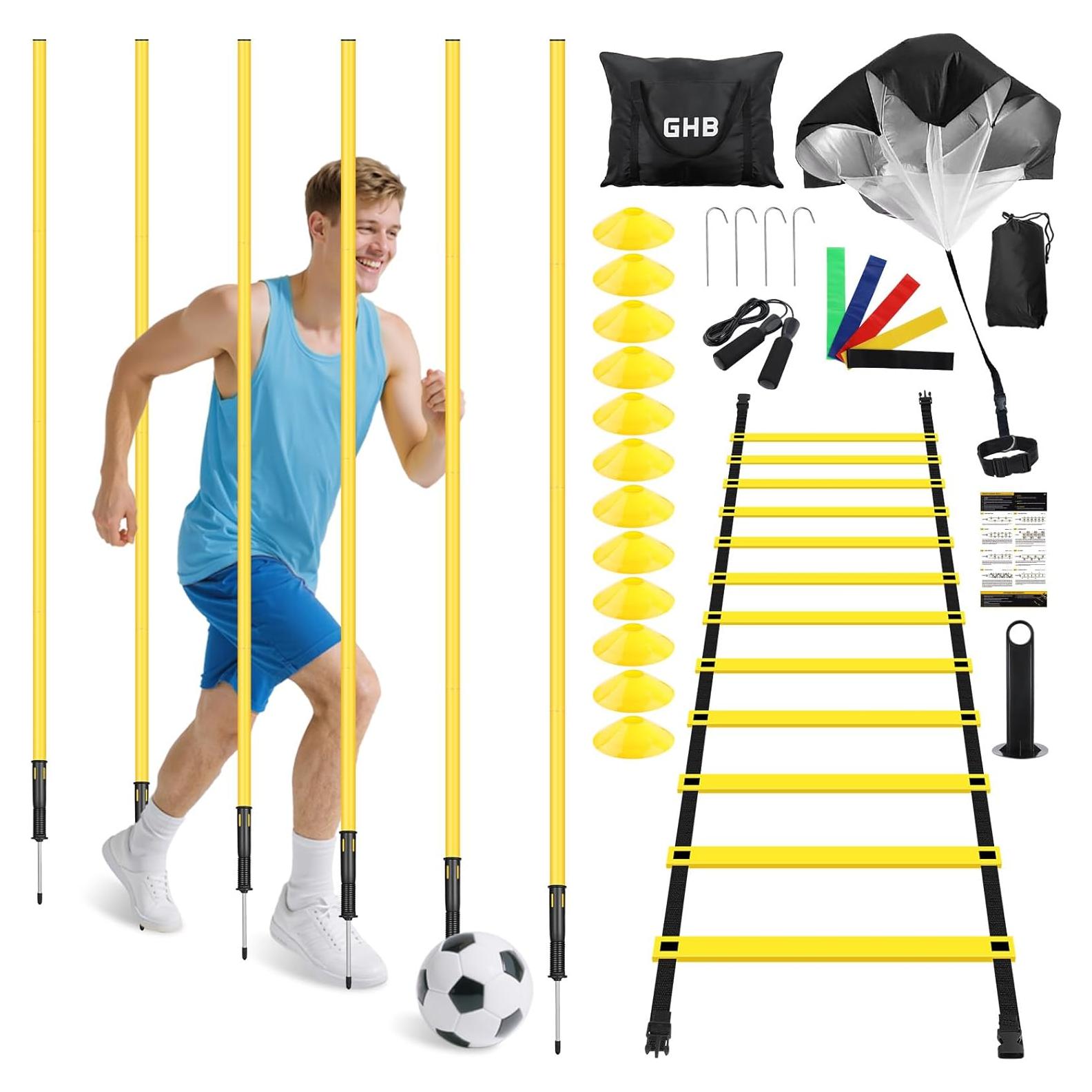 Conjunto de Entrenamiento de Agilidad GHB - 6 Postes, Escalera 6.1m