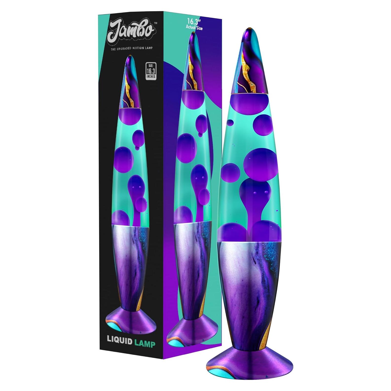 Lámpara Líquida Jambo 41cm - Verde Teal y Cera Púrpura