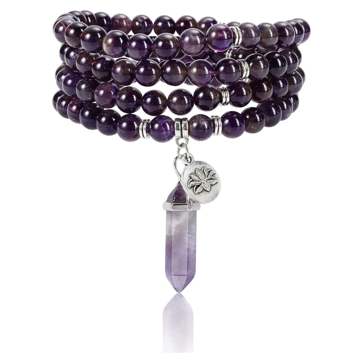 Pulsera Mala de 108 Cuentas 8mm Amatista y Cuarzo Rosa Jovivi