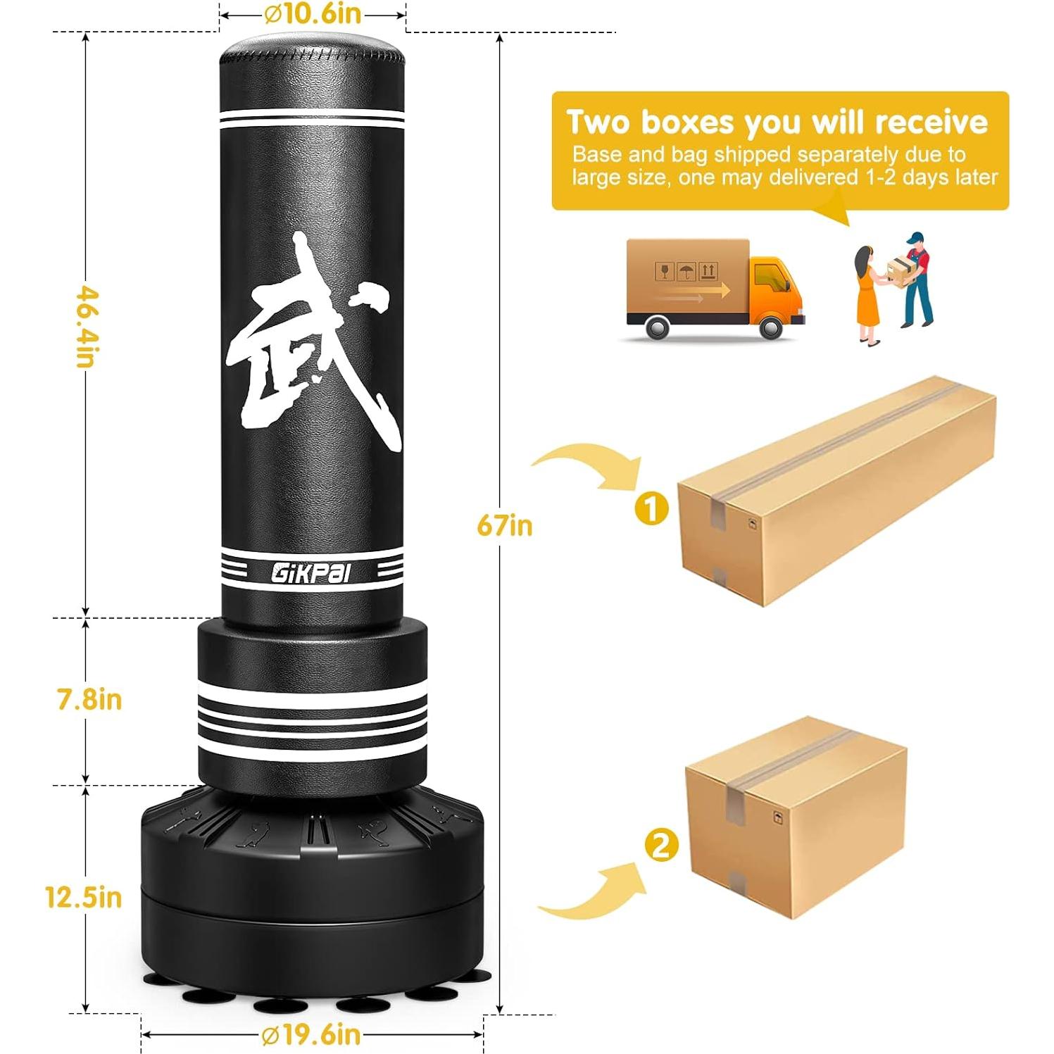 Saco de Boxeo Independiente GIKPAL con Guantes y Base Estable