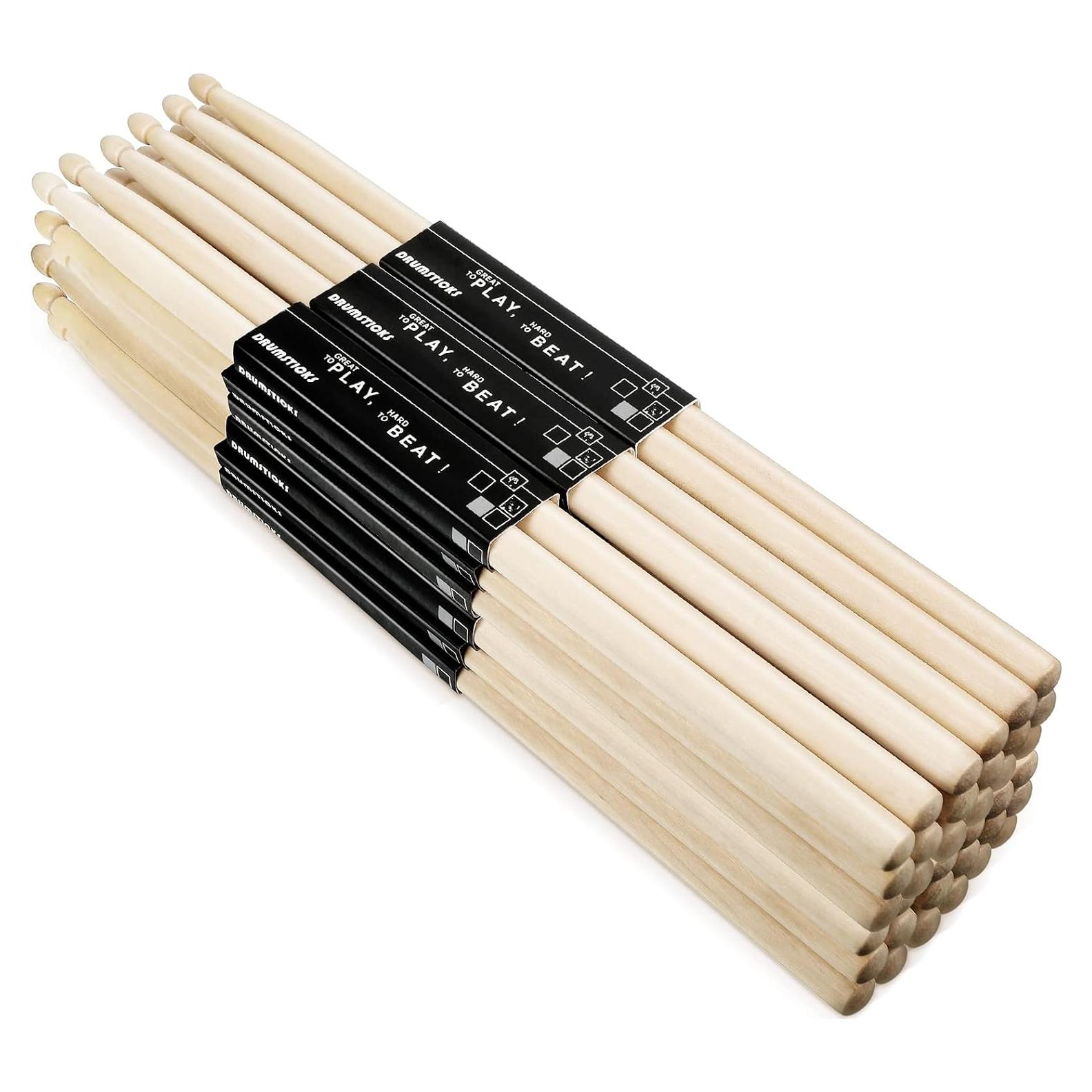 20 Pares de Palillos de Batería Arce 7A Punta Ovalada