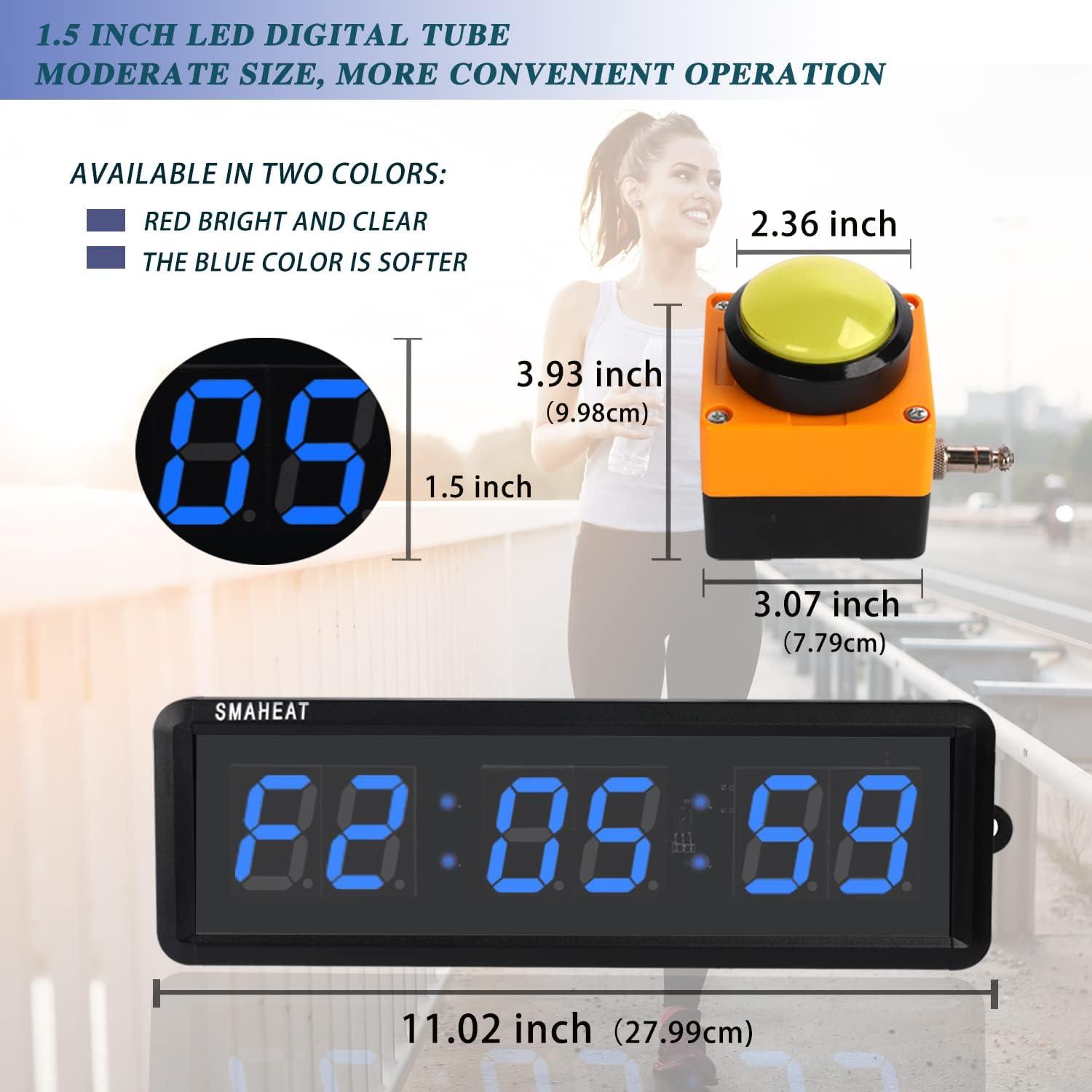 Temporizador de Fitness SMAHEAT LED Azul 1.5" Cronómetro