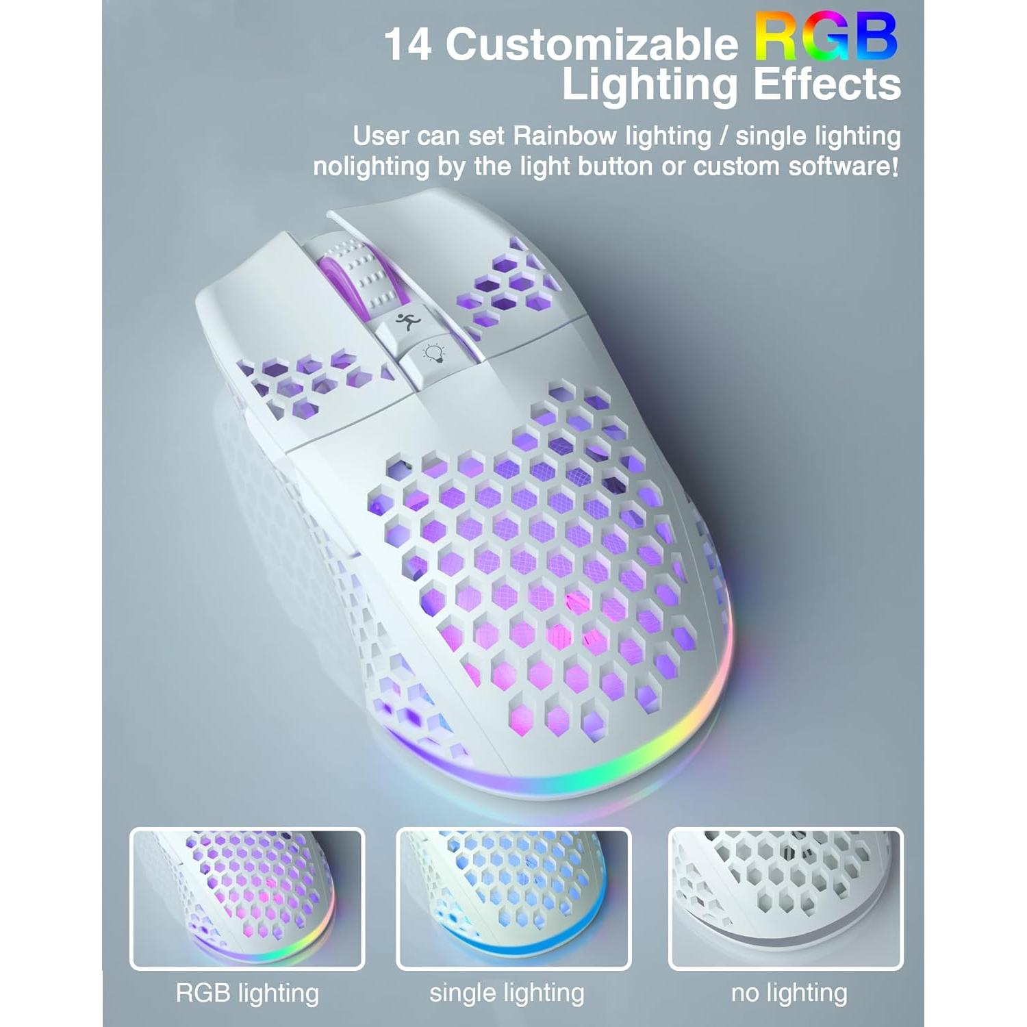 Ratón Gaming Inalámbrico SOLAKAKA SM600 Blanco 8000 DPI RGB