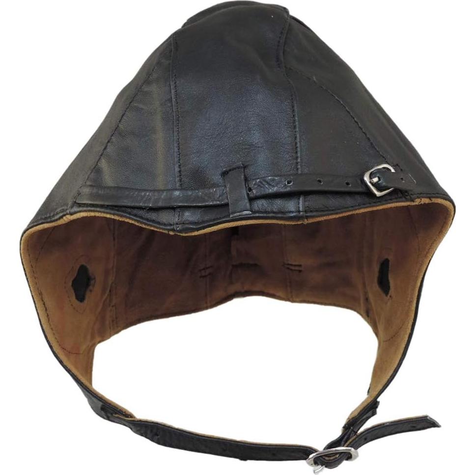 Gorra de motocicleta de cuero negro Aviador vintage WWII