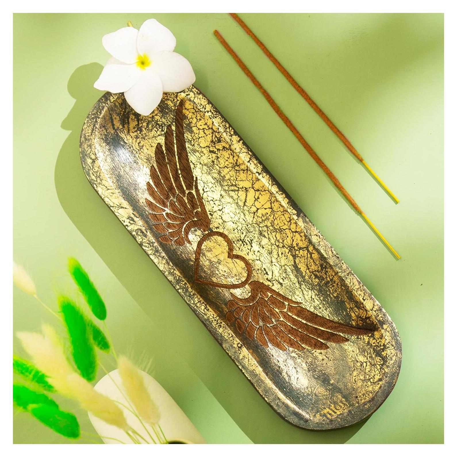 Soporte de Incienso Raajsee Tallado a Mano 27.94x10.16 cm