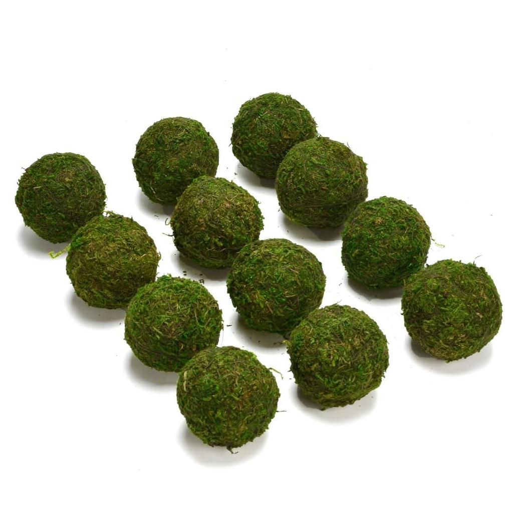 Bolas Decorativas de Musgo Natural BYHER - Set de 12 (5.08 cm)