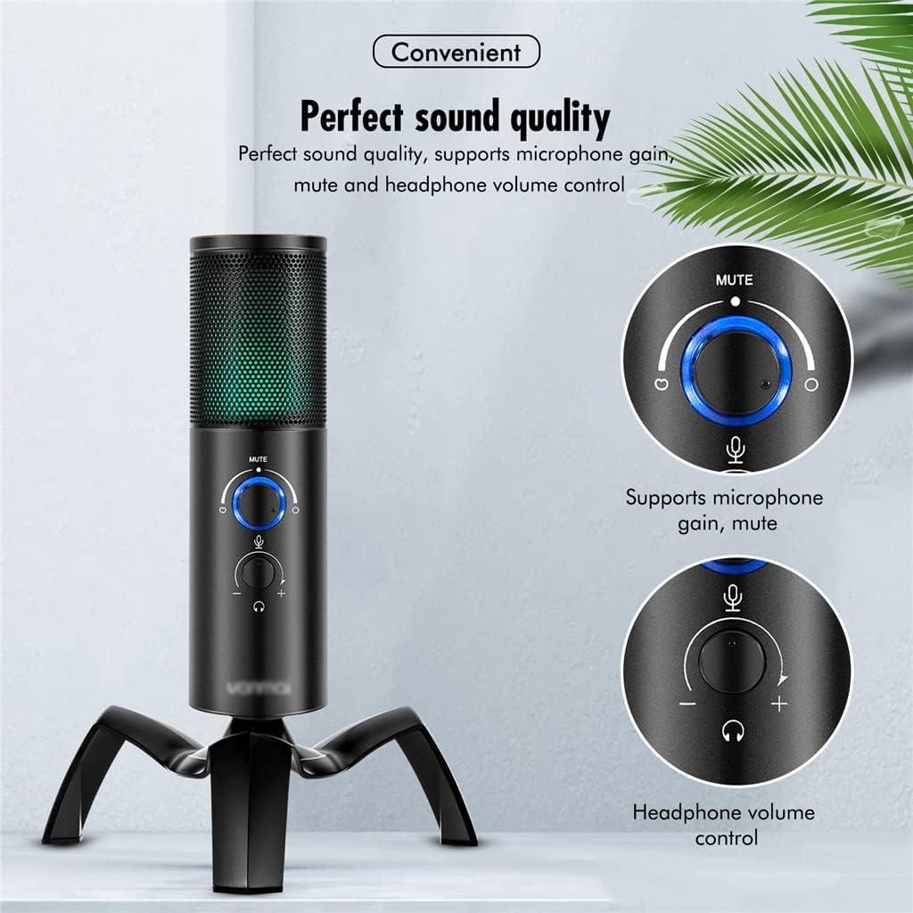 Professional Condenser Microphone Game Streaming Video Studio USB Microphone Computer Audio Tape RGB Light