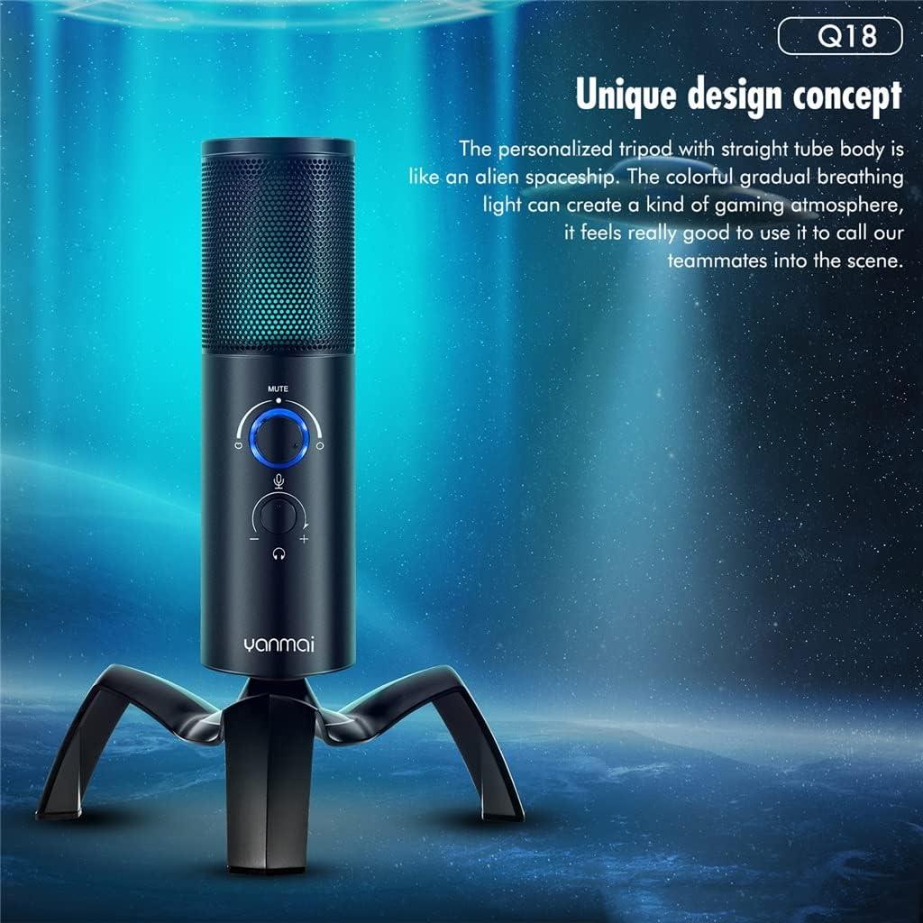 Professional Condenser Microphone Game Streaming Video Studio USB Microphone Computer Audio Tape RGB Light