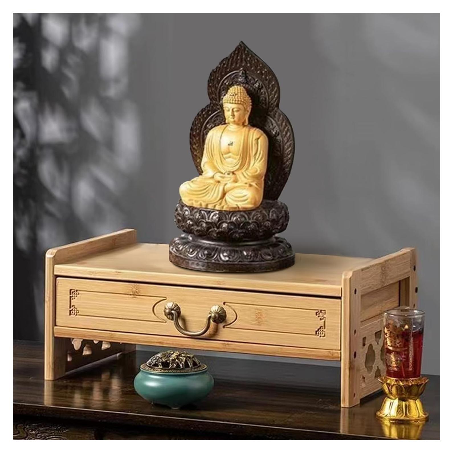 Mesa de Altar Pequeña LINRUI de Bambú Natural 42x16.5cm