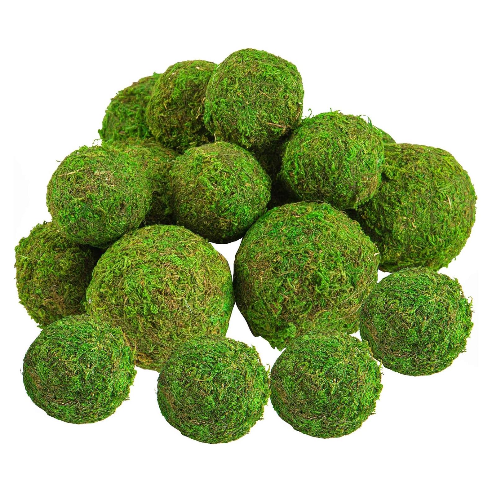 Biubee 18 Piezas Bolas de Musgo Seco Decorativas Verde
