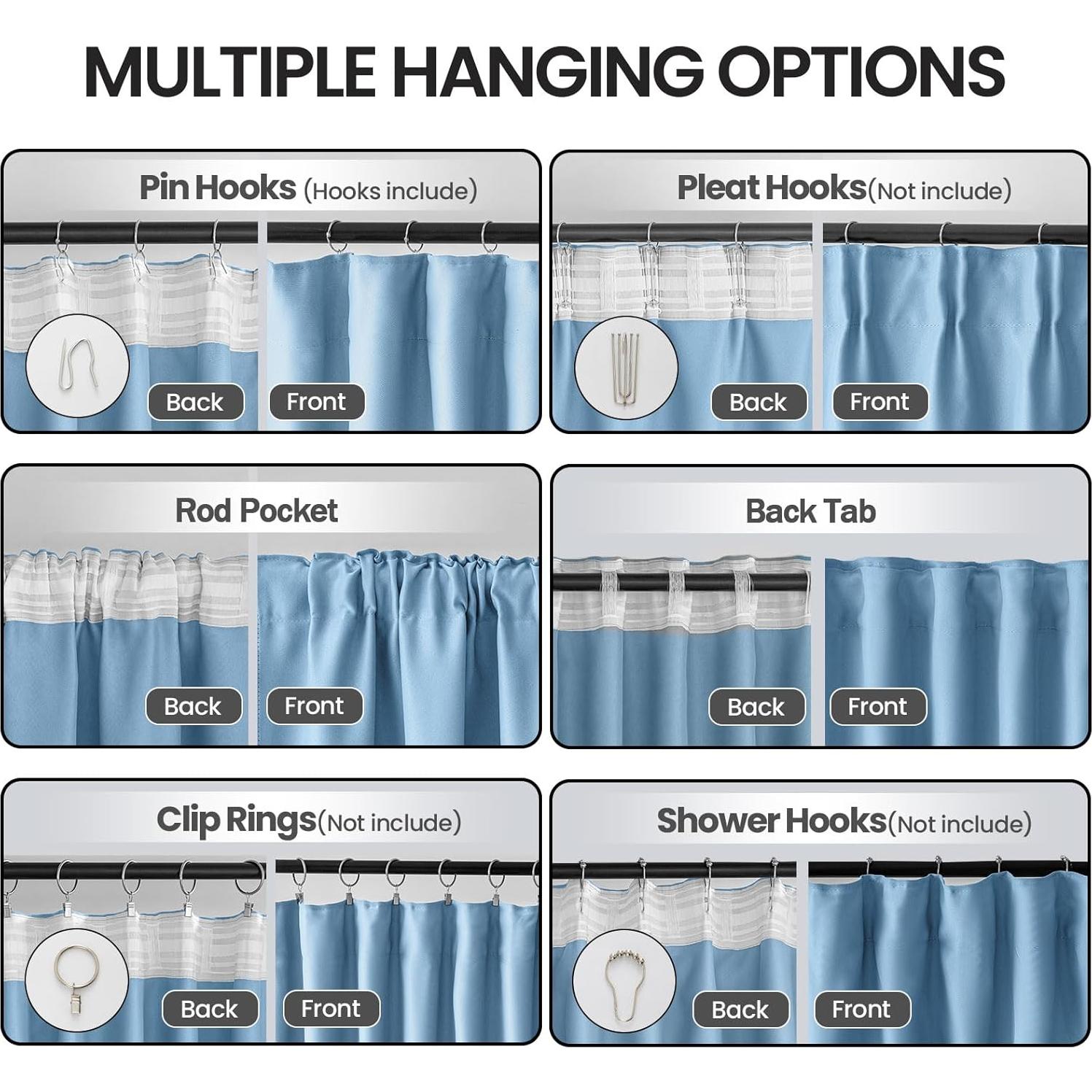 Cortinas Blackout Grichril 132 cm x 182 cm 2 Paneles Azul Cielo