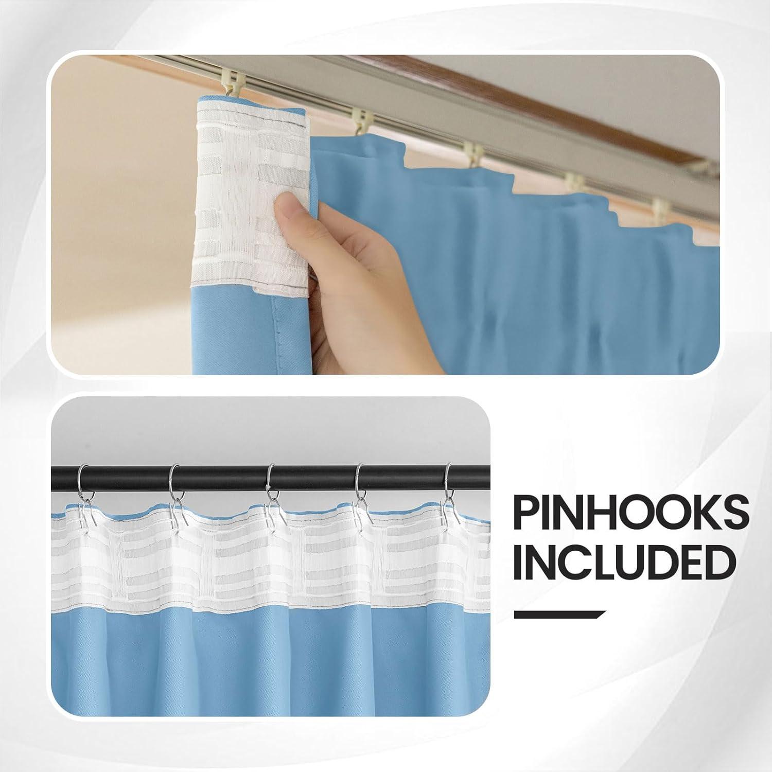 Cortinas Blackout Grichril 132 cm x 182 cm 2 Paneles Azul Cielo