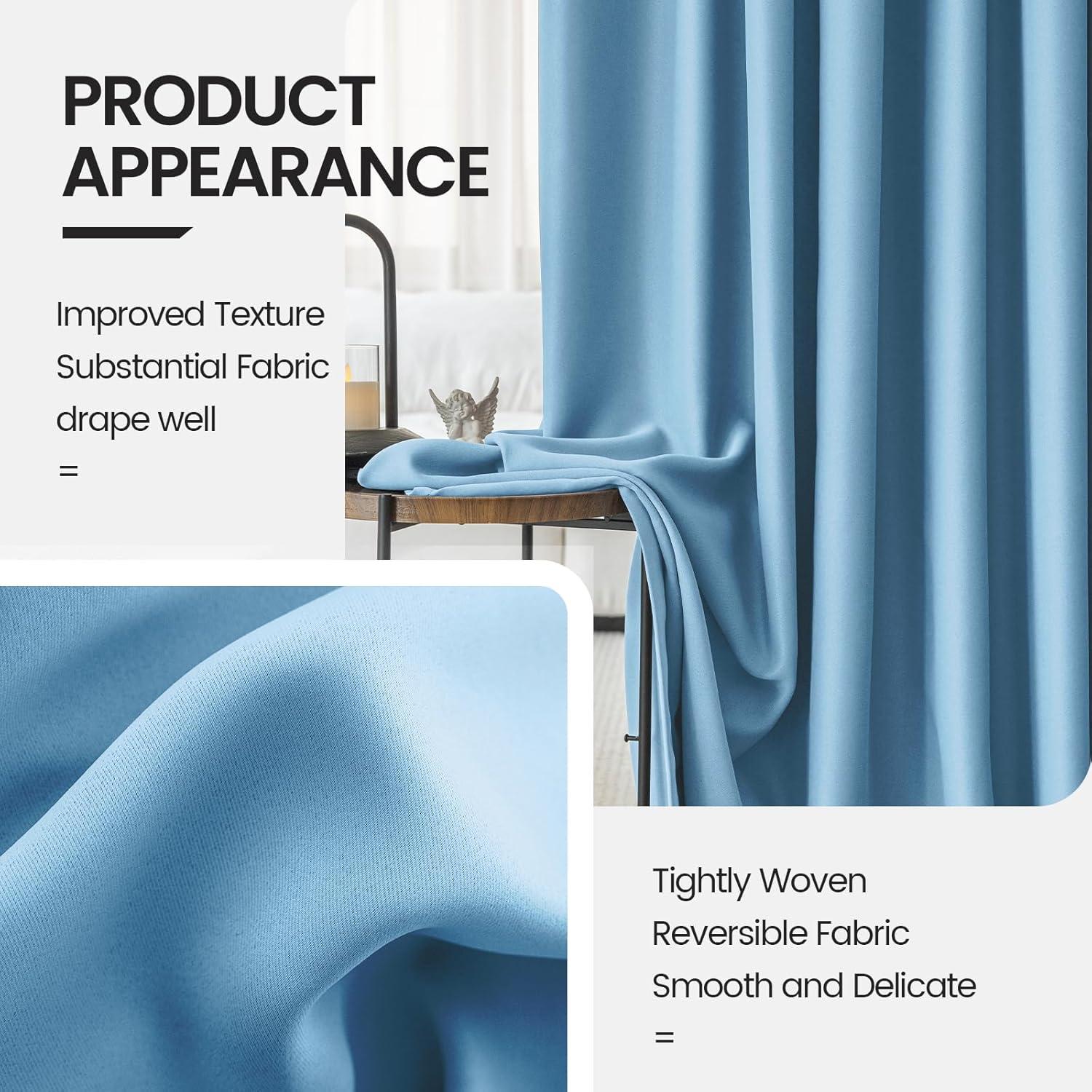 Cortinas Blackout Grichril 132 cm x 182 cm 2 Paneles Azul Cielo