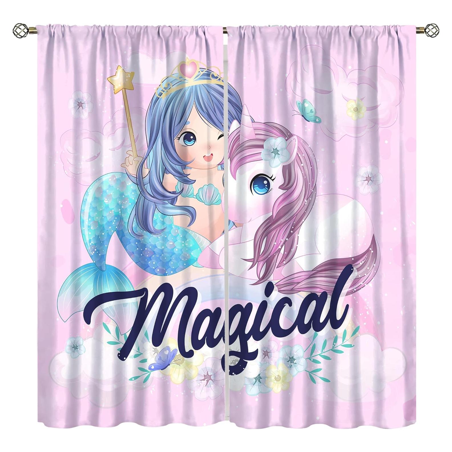 Cortinas Opacas AAVEUP Sirena Rosa 66x243 cm Paquete 2