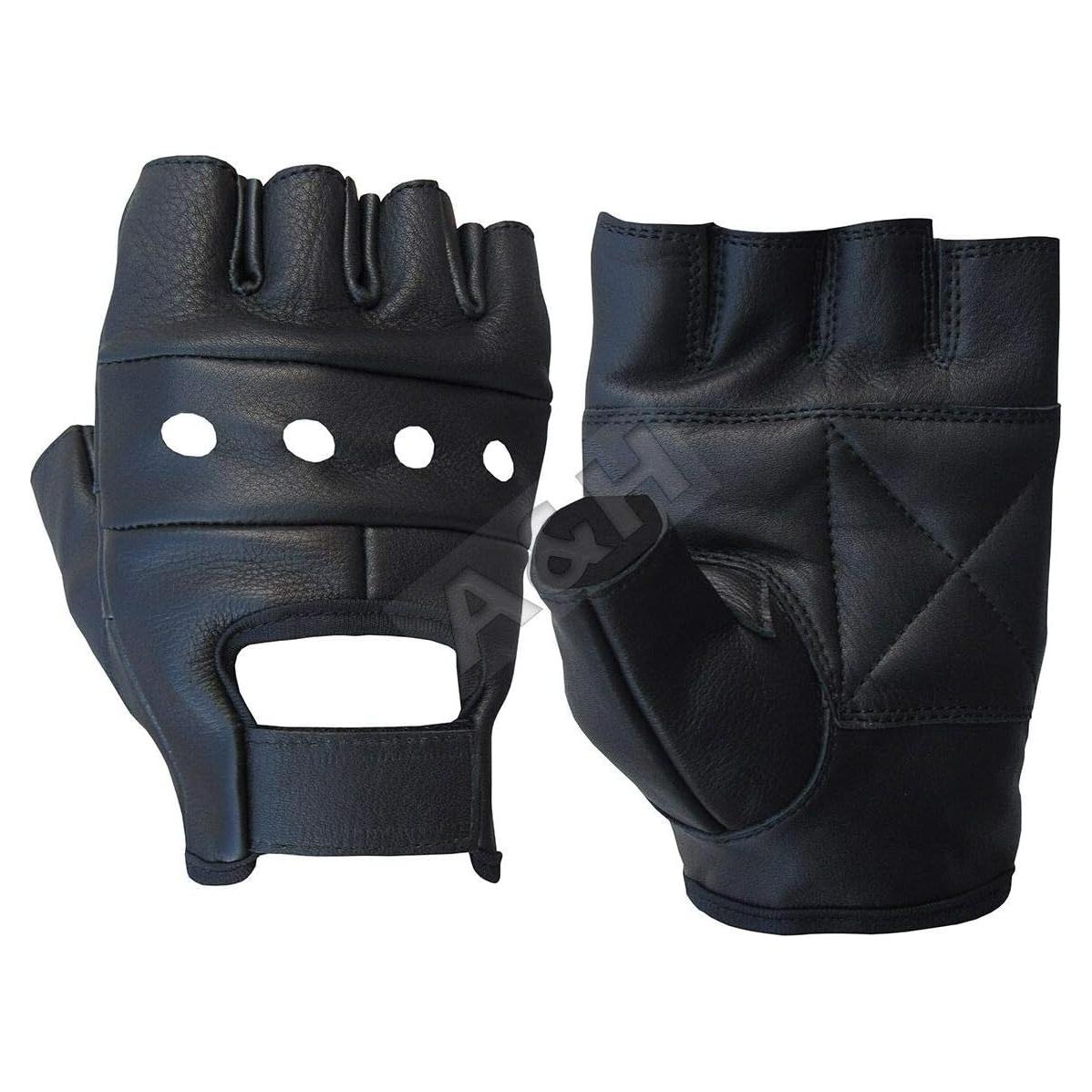 Guante de Motocicleta A&H Apparel de Cuero Sin Dedos 3XL