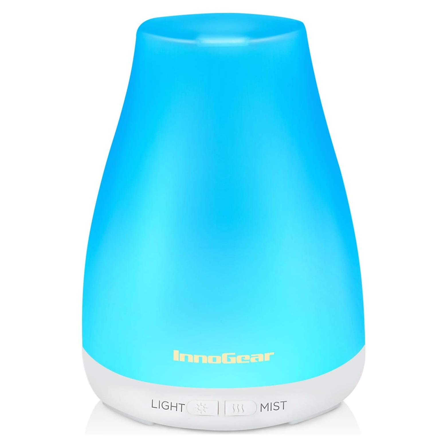 InnoGear Essential Oil Diffuser, Premium 5-in-1 Diffusers for Home Scent Aromatherapy Diffuser Air Desk Humidifier for Bedroom Large Room Office 7 Color LED 2 Mist Mode Waterless Auto Off, Basic White