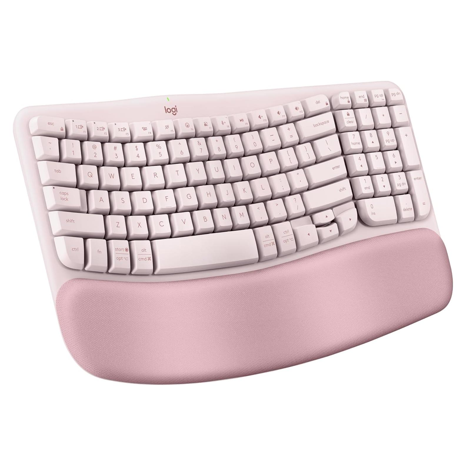 Teclado Ergonómico Inalámbrico Logitech Wave Keys Rosa