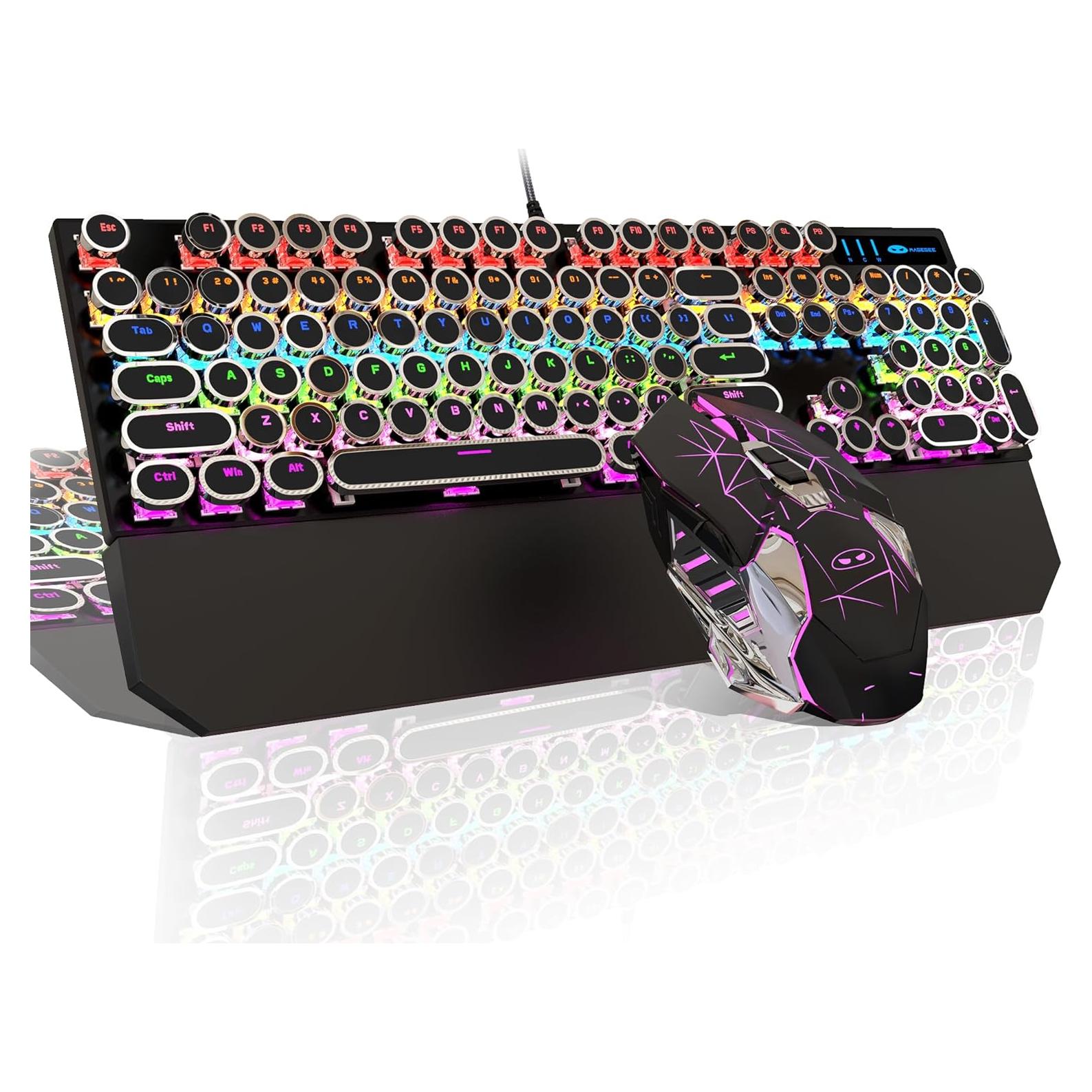 Combo Teclado y Ratón Mecánico MageGee Retro RGB Negro