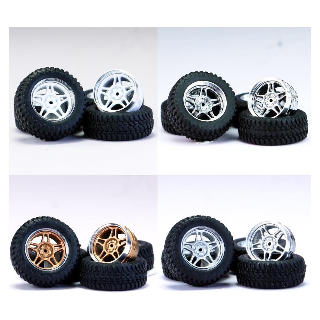 Ruedas y Neumáticos 1/64 WAVEIST YE, 4 Juegos, ABS y Caucho