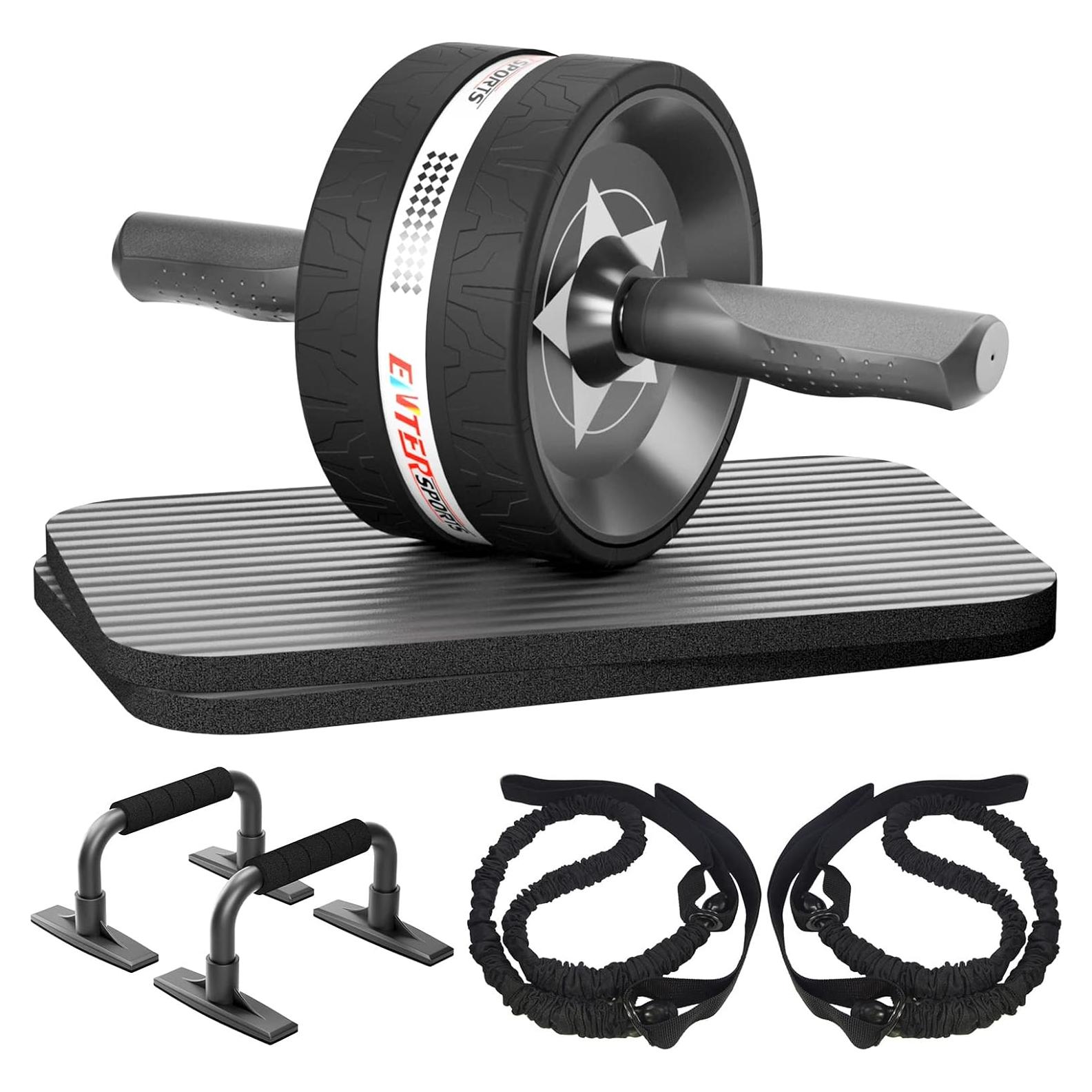Kit de Rueda Abdominal EnterSports 6 en 1 con Bandas y Almohadilla