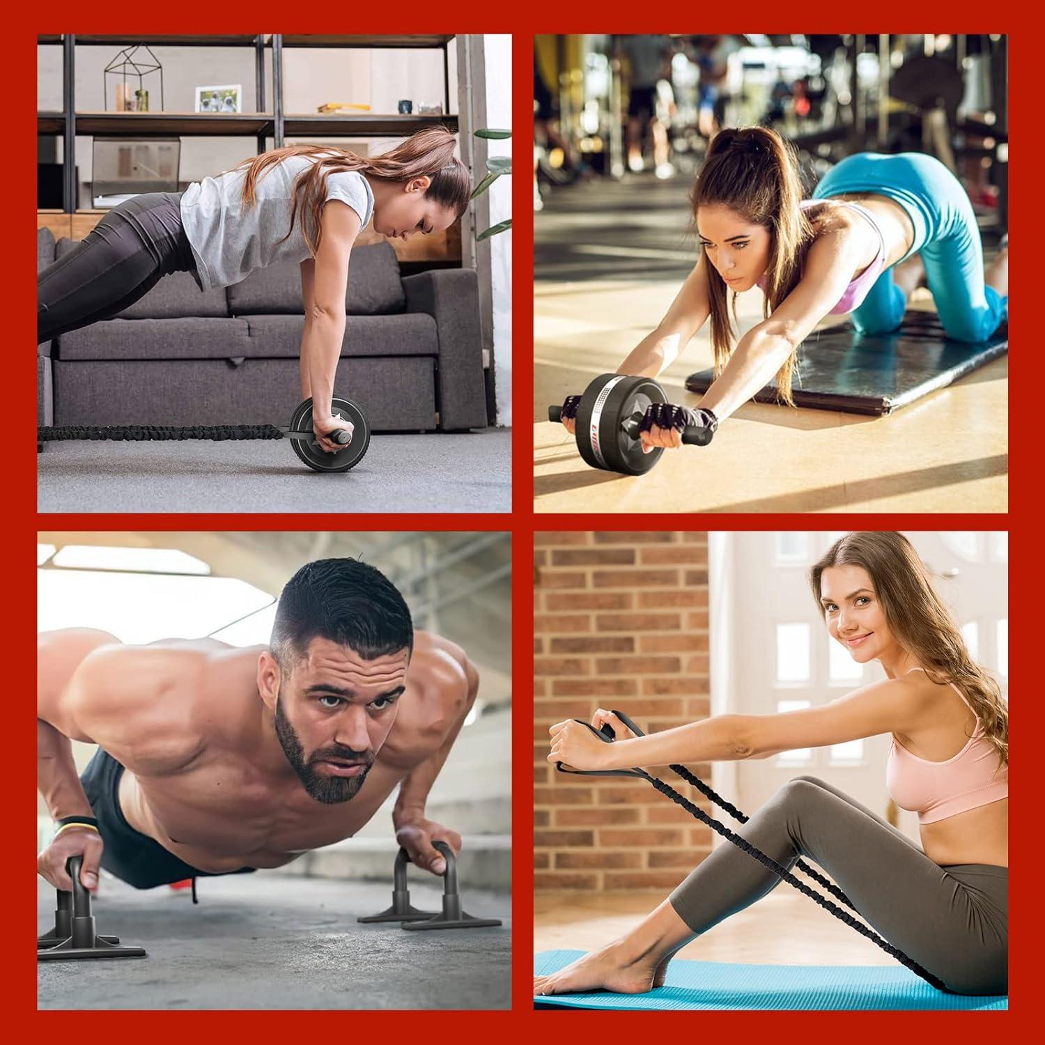 Kit de Rueda Abdominal EnterSports 6 en 1 con Bandas y Almohadilla