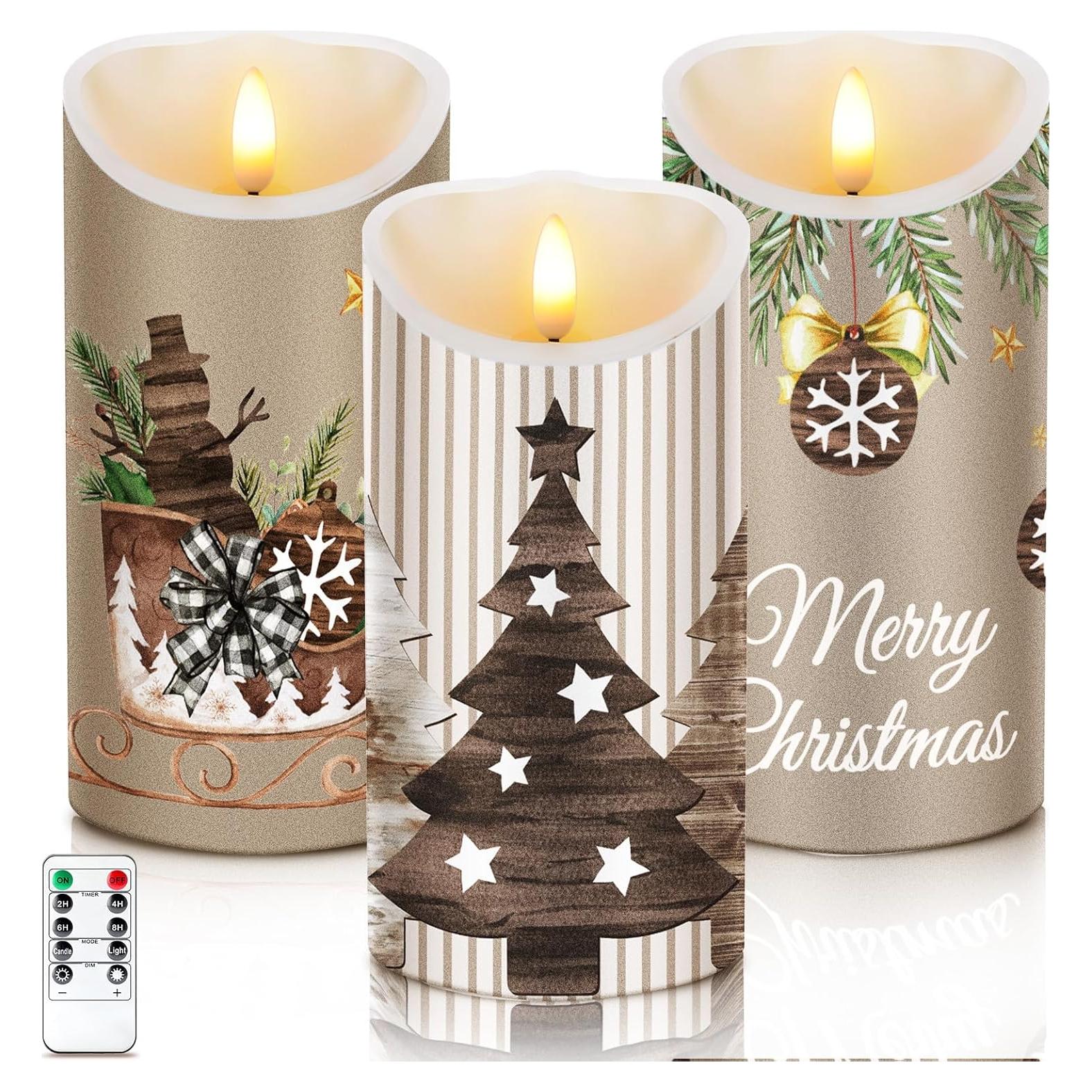 ROCEEI 3 Velas LED Decorativas a Batería 15 cm Campestre