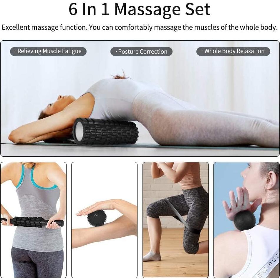 Juego de Rodillos de Espuma 6 en 1 Aucuu - Masaje y Estiramiento