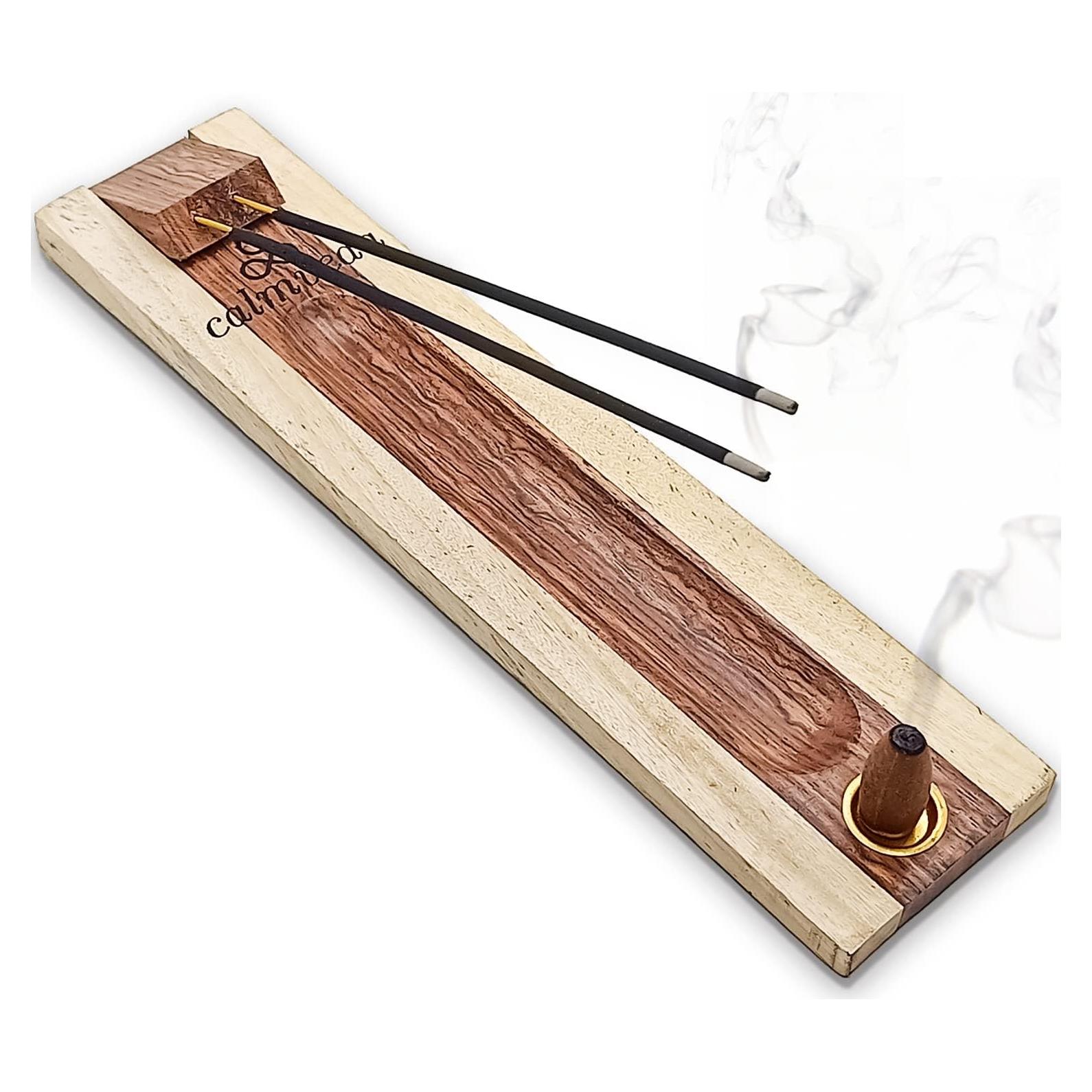 Soporte de Incienso de Madera de Rosa Calmveda 28 cm Doble