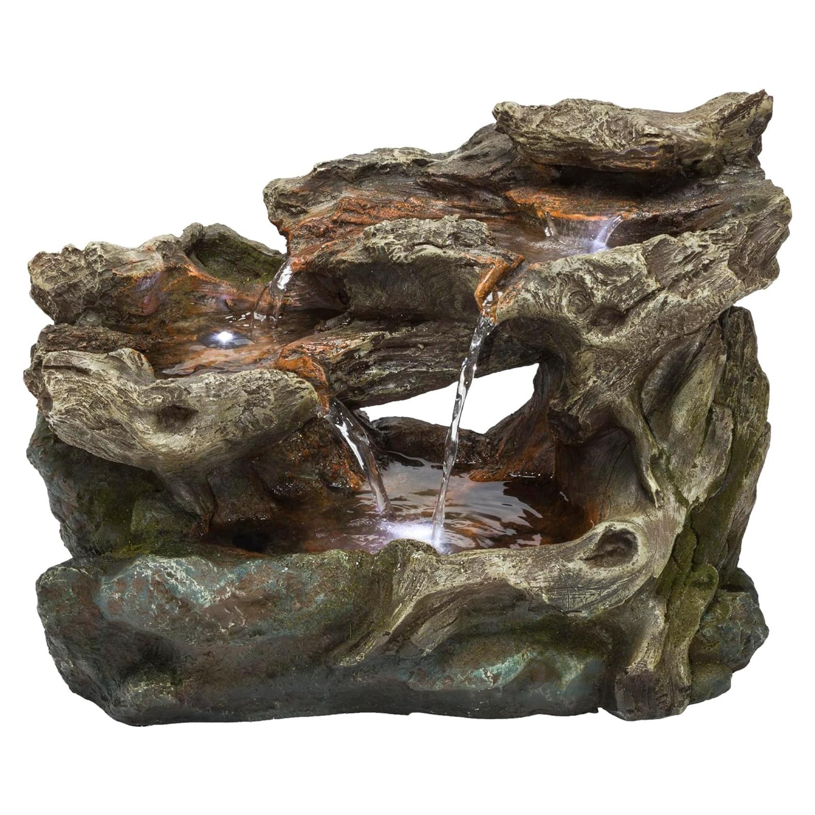 Fuente de Rocas en Cascada Alpine WIN1334 con Luces LED 25.4 cm