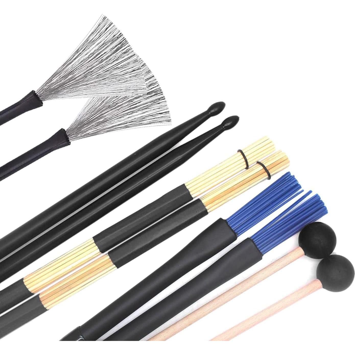 Set de Baquetas y Cepillos de Tambor TUOREN con Bolsa Negra