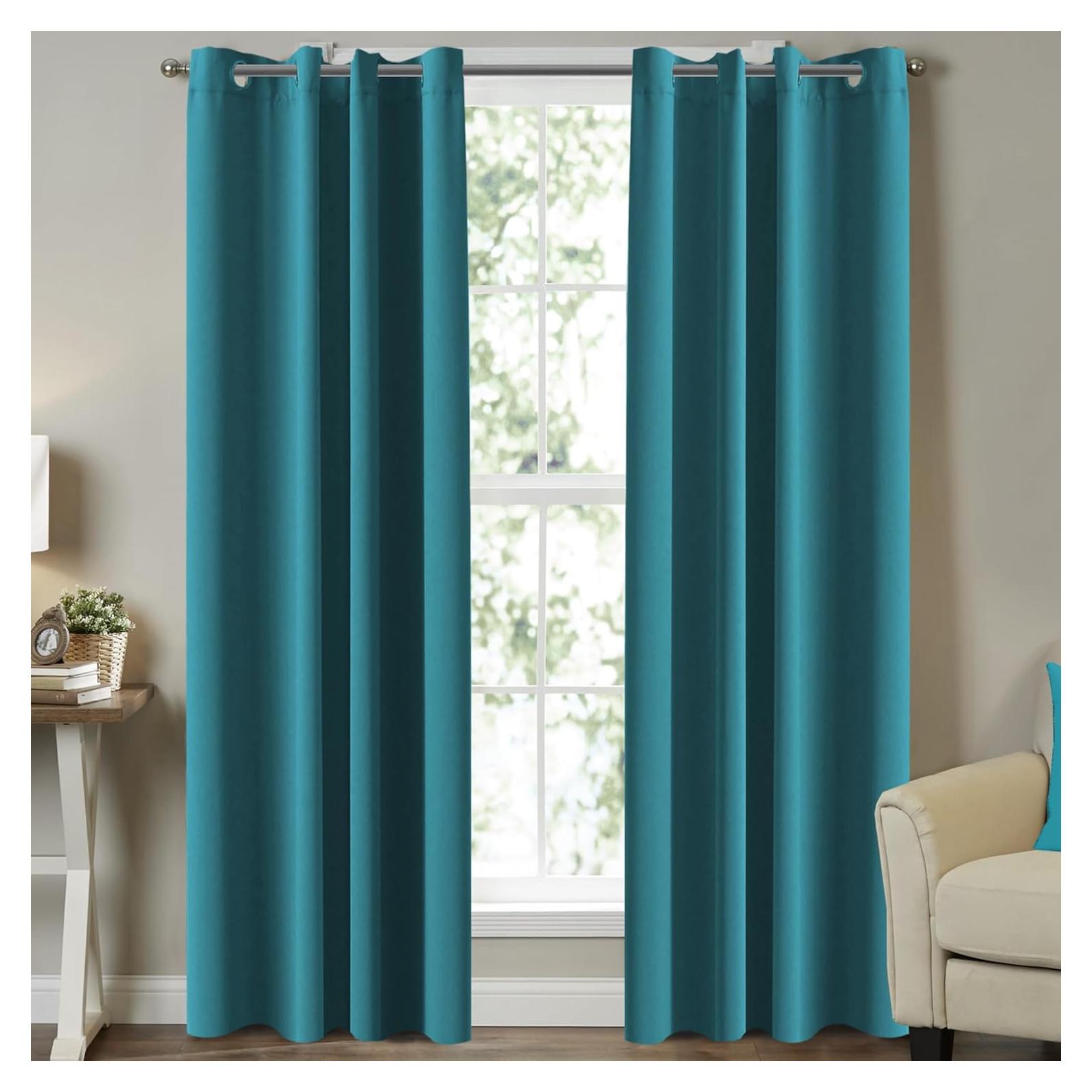 Cortinas Opacas Turquoize Teal 2 Paneles 132x244 cm Aislantes