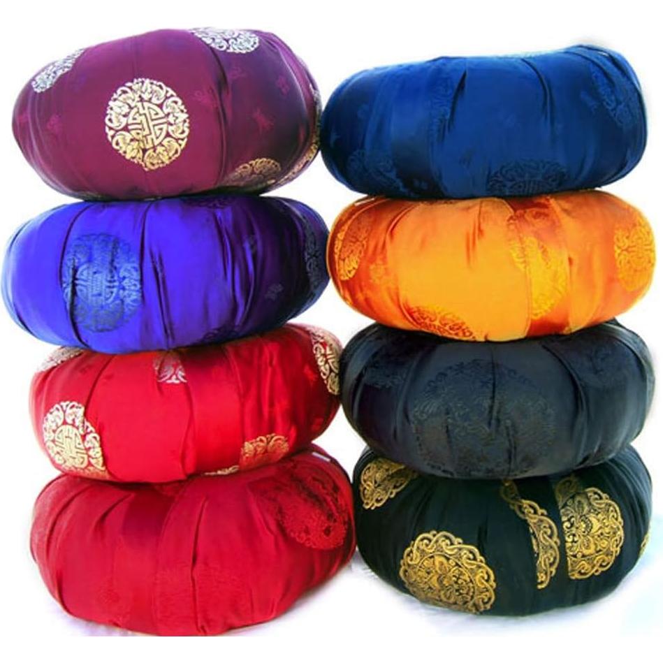 Cojín de Meditación Zafu Taraluna Rojo con Funda de Seda