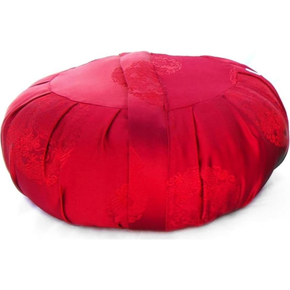 Cojín de Meditación Zafu Taraluna Rojo con Funda de Seda