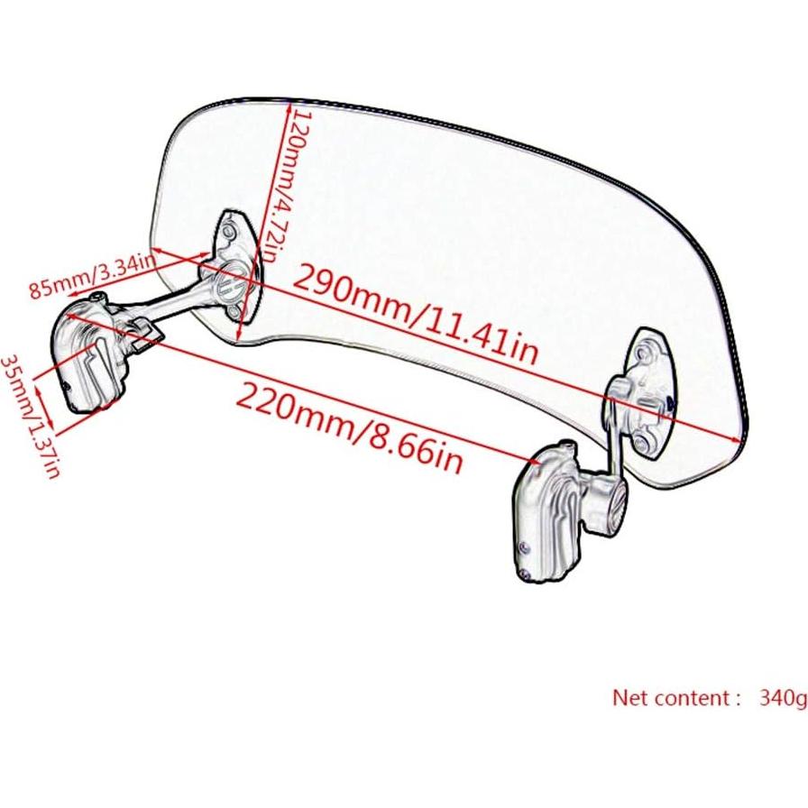 Parabrisas Extensible Ajustable Evomosa para Motocicleta Gris