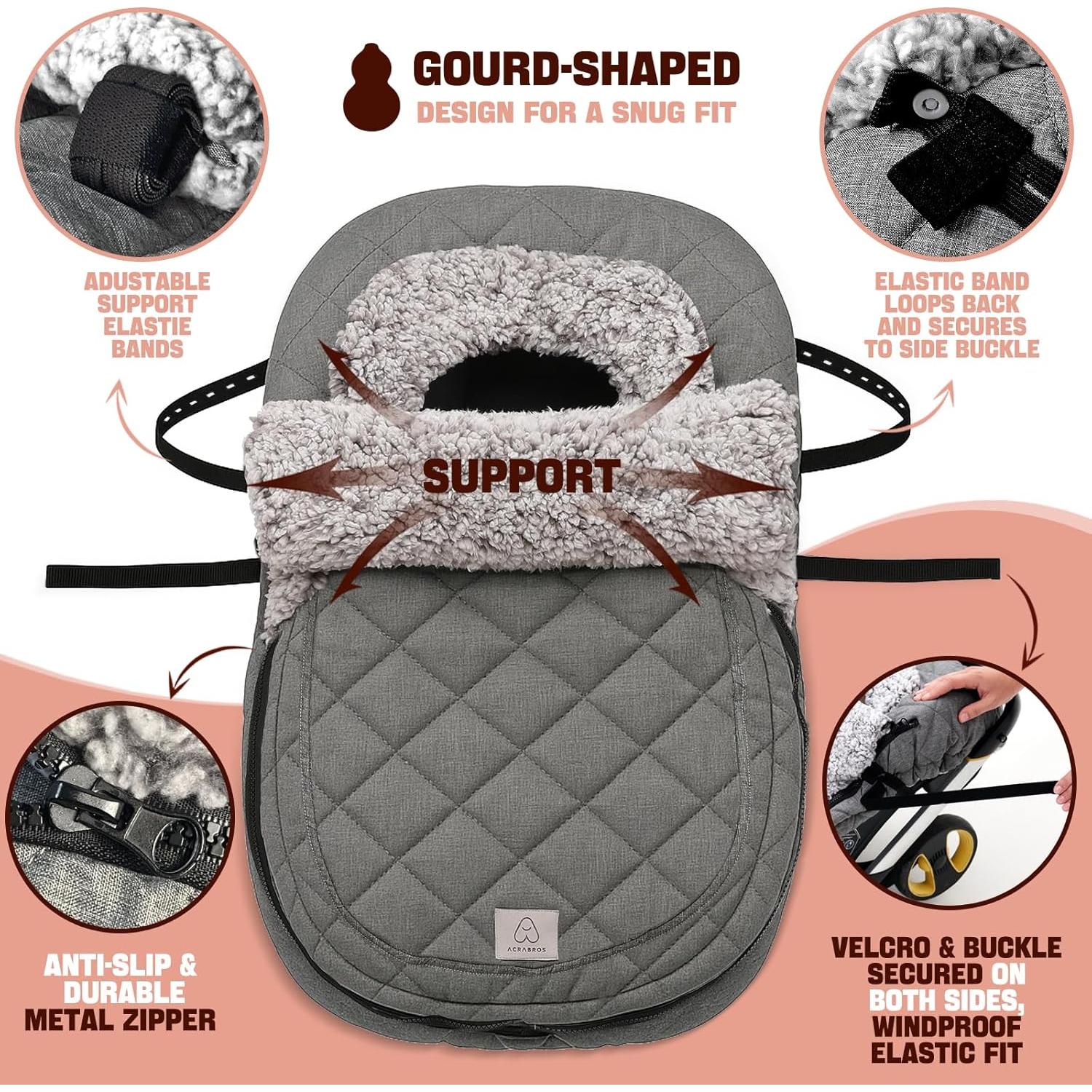 Funda para Asiento de Auto Bebé ACRABROS Gris Melange Invierno