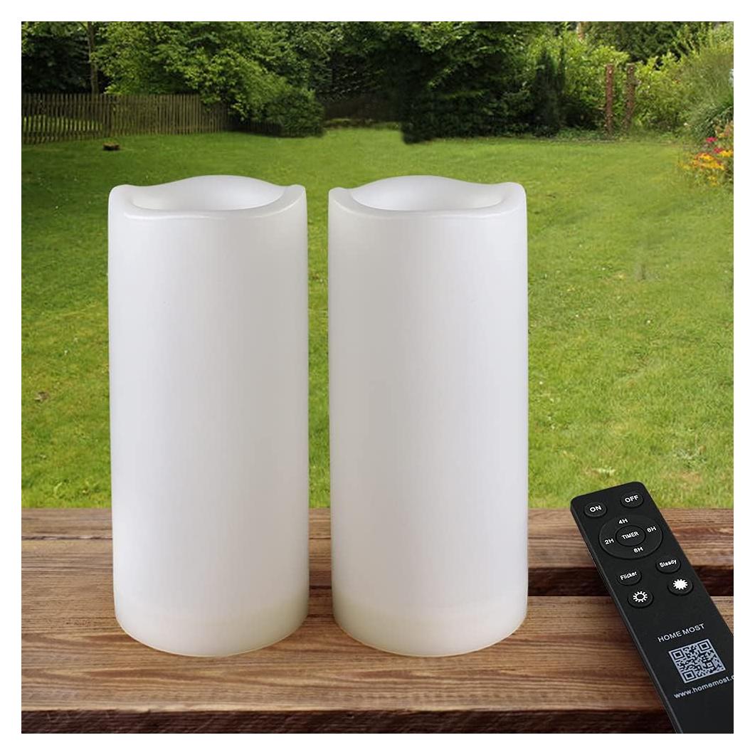Paquete de 2 Velas LED de Pilar 7x15 cm Blancas con Control Remoto