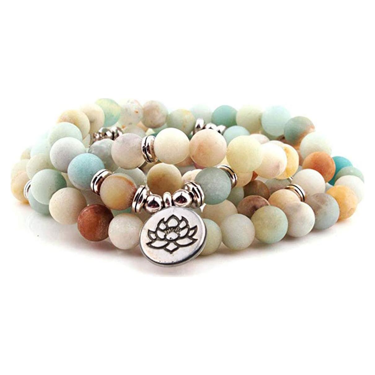 Pulsera Collar Mala 108 Cuentas 8mm Amazonita Joyería Natural