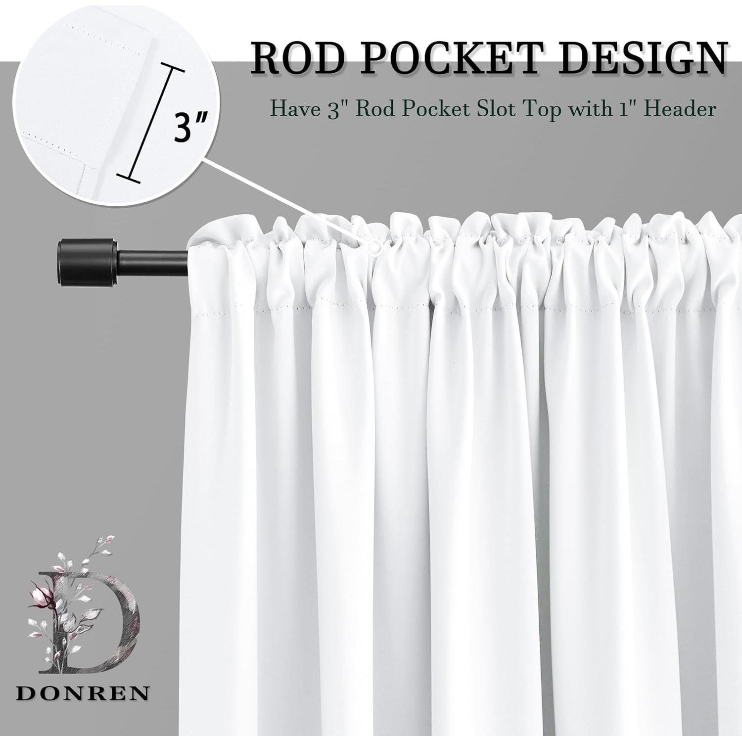 Cortinas Opacas DONREN 2 Paneles 52x36 cm Blanco Puro