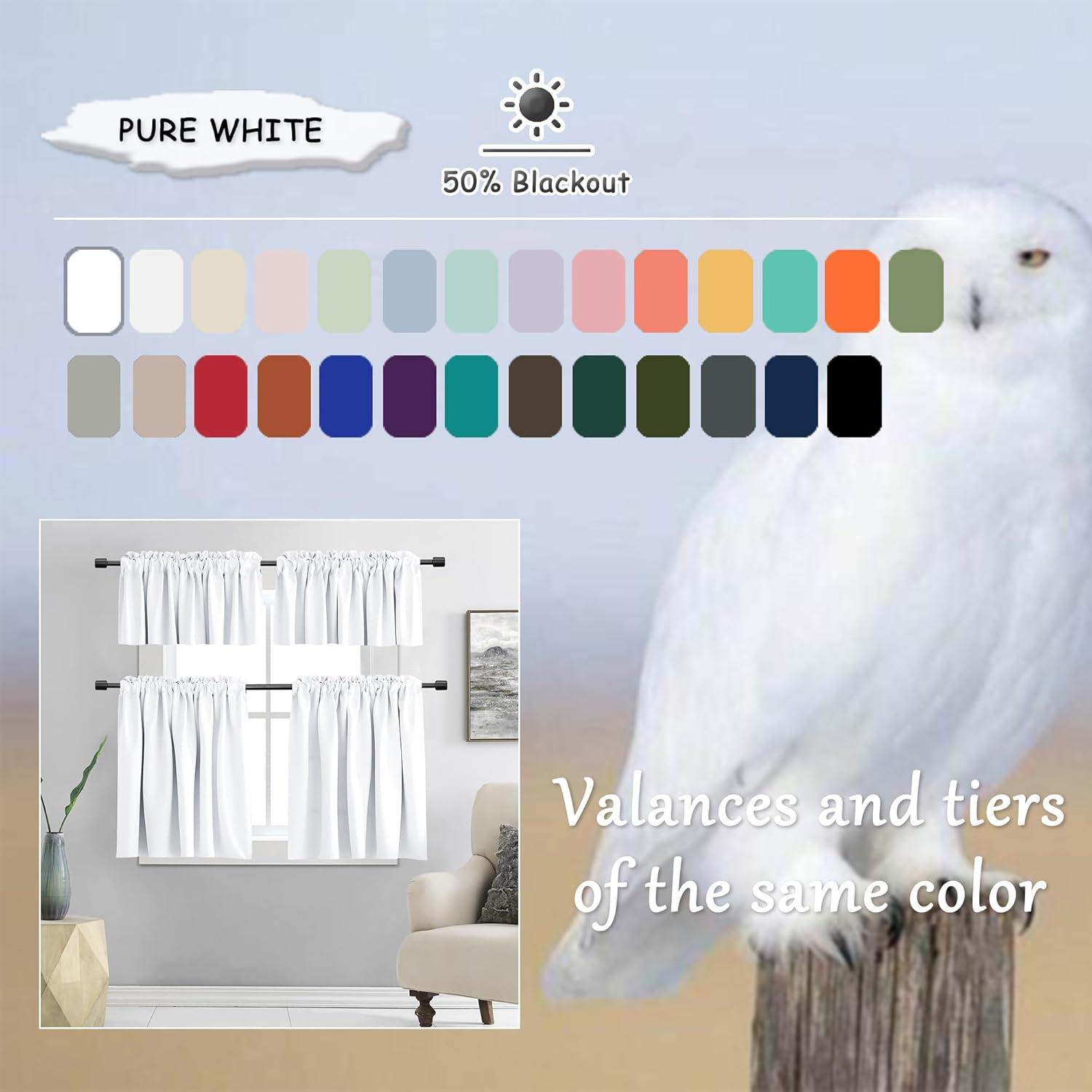 Cortinas Opacas DONREN 2 Paneles 52x36 cm Blanco Puro