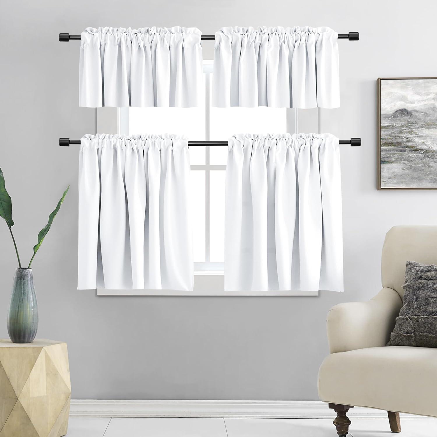 Cortinas Opacas DONREN 2 Paneles 52x36 cm Blanco Puro