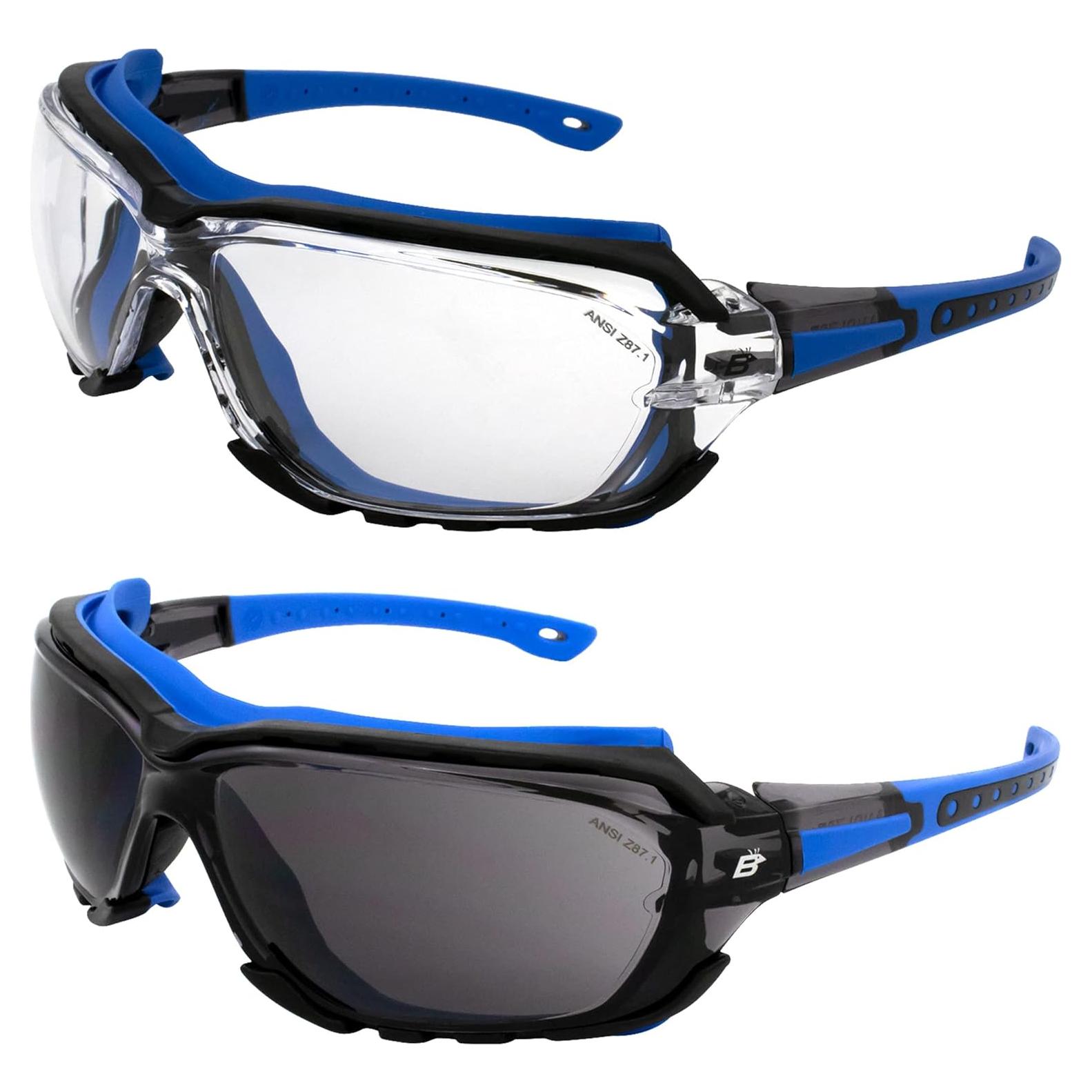 Gafas de seguridad acolchadas Birdz Eyewear - 2 pares, lentes ahumados y claros