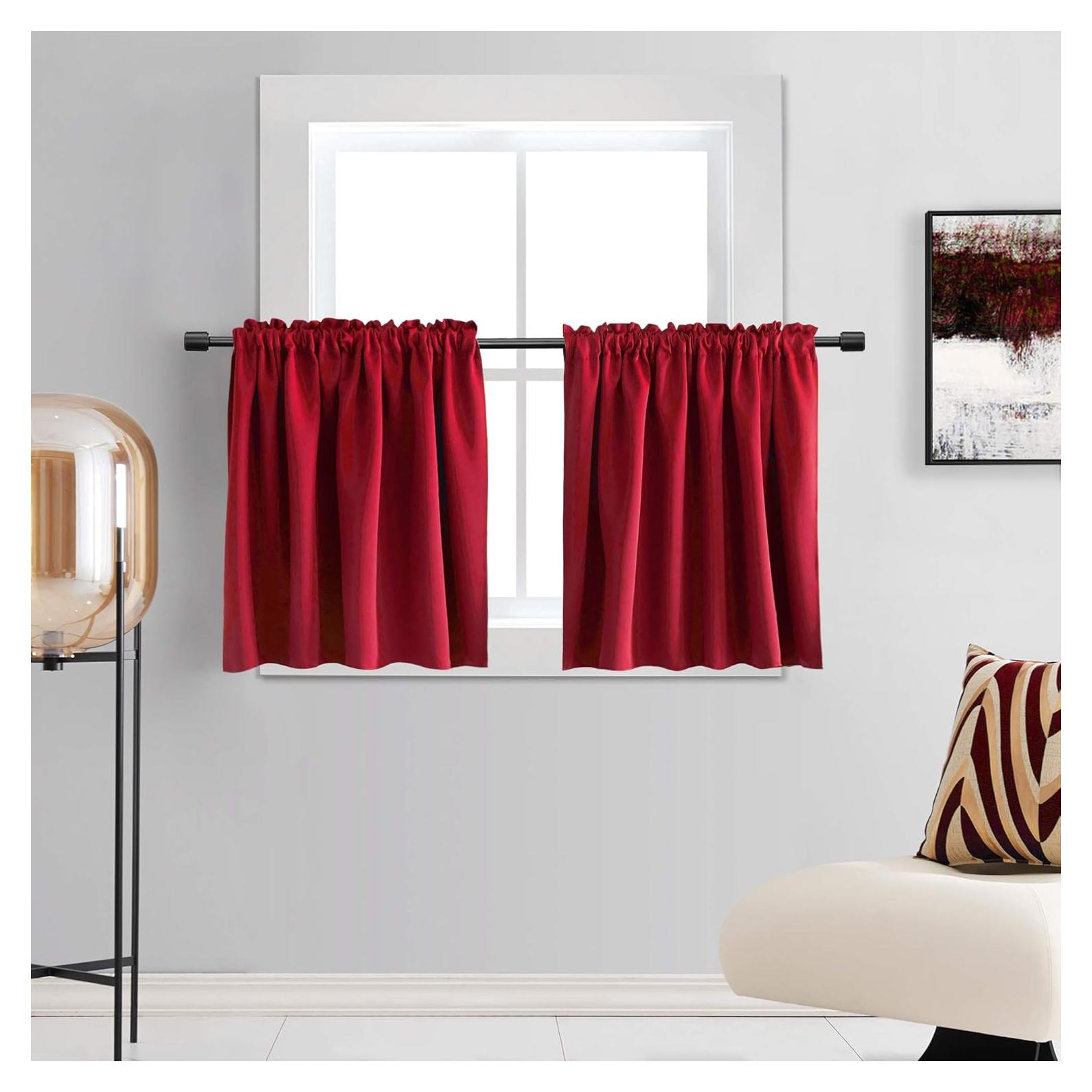 Cortinas Opacas DONREN Rojo 42x24 cm para Ventanas