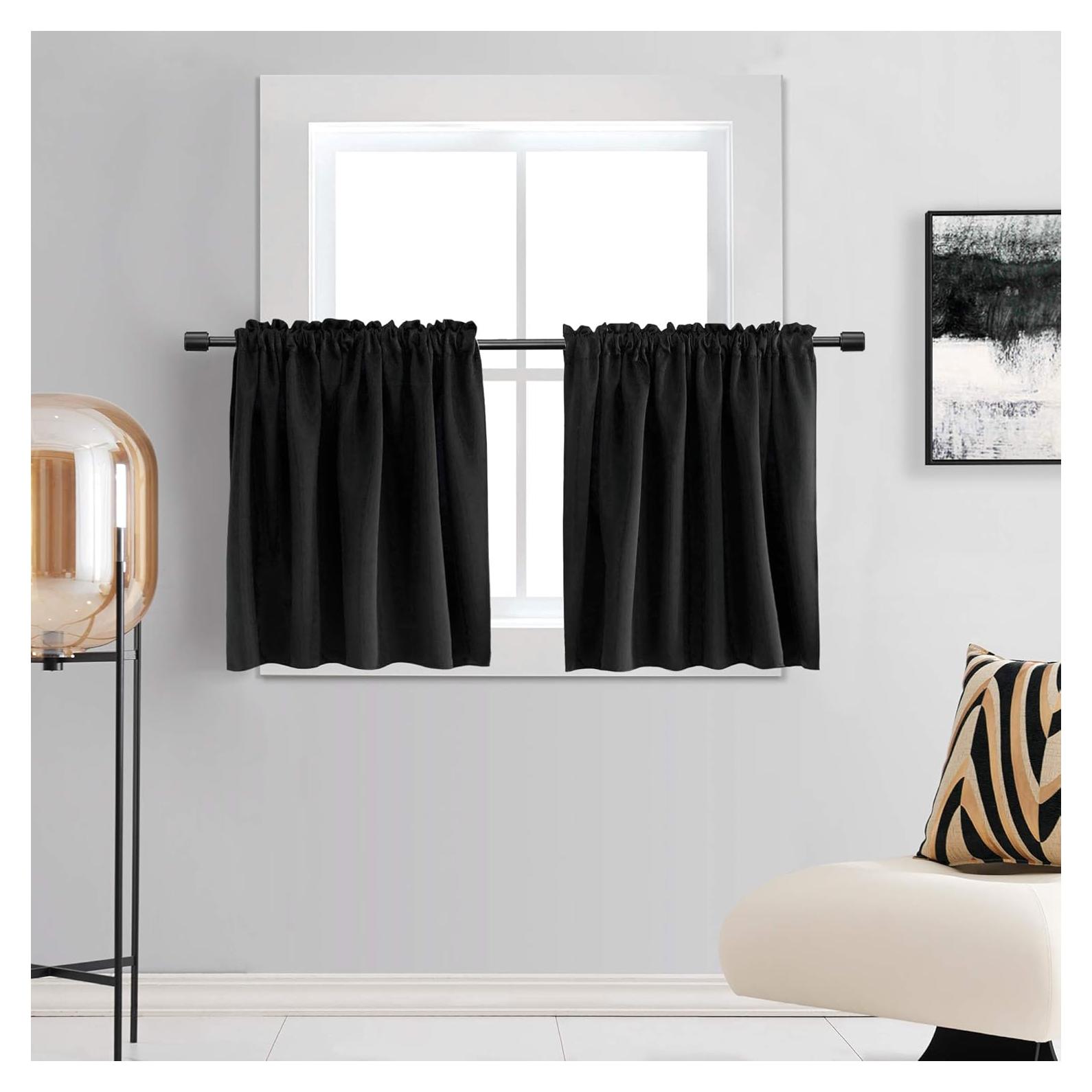 Cortinas DONREN 2 Paneles 42x60 cm Opacas para Baño Negro