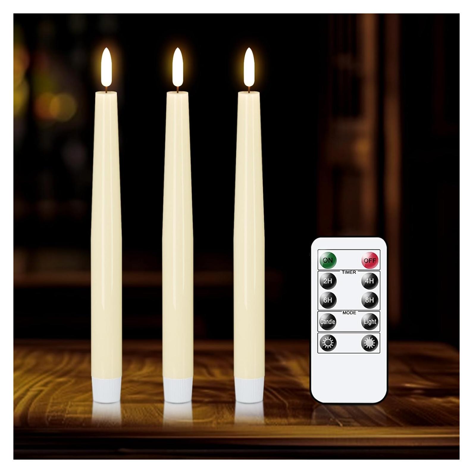 Velas LED Sin Llama de Cera Real KunSwenn 3 Piezas 24.99 cm